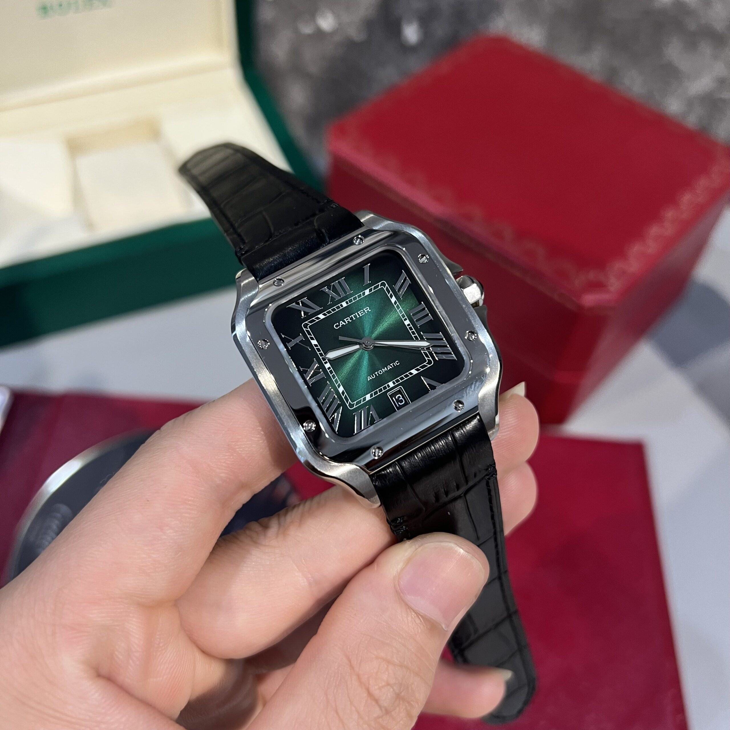 CARTIER SANTOS WSSA0062 REPLICA 1:1 GREEN DIAL BV FACTORY 39.8MM