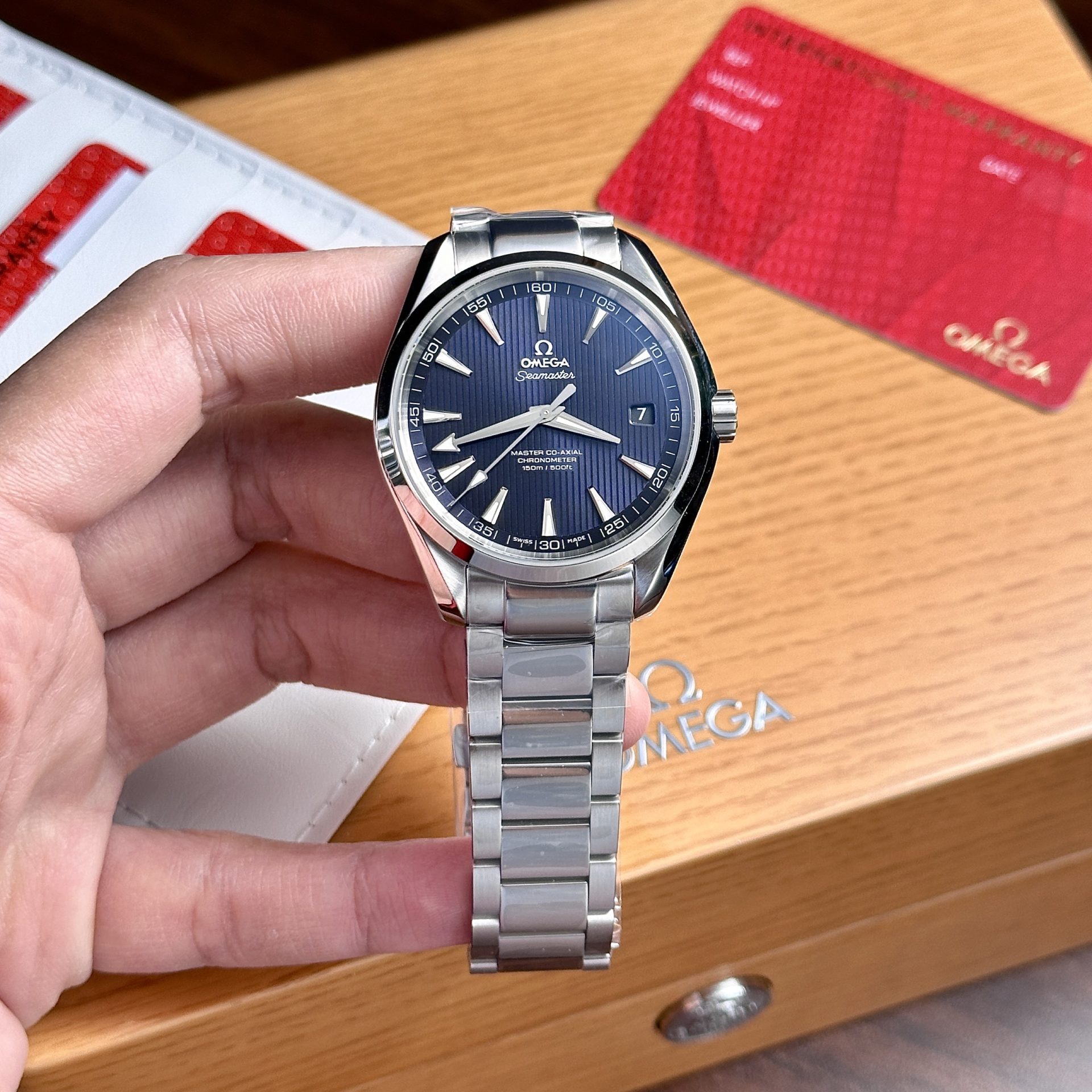 Omega Replica 11 Watch Seamaster Co-Axial Aqua Terra Blue Dial 41mm