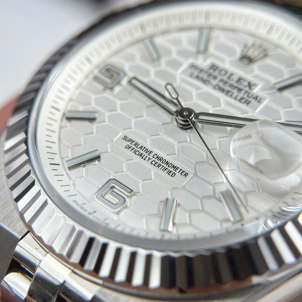 Rolex Land-Dweller 127336 White   Honeycomb Motif Dial Best Replica Watches 40mm