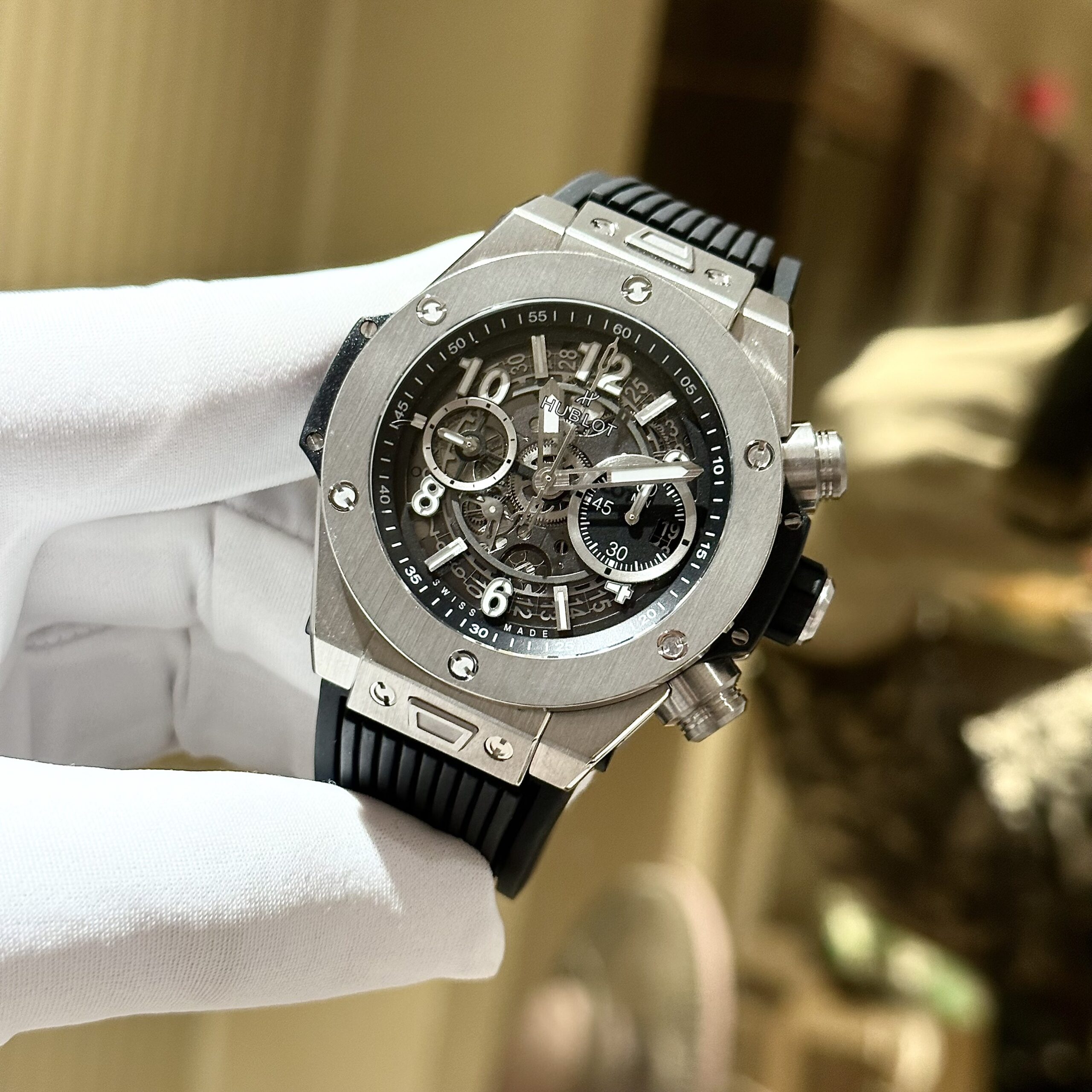 Hublot Replica Watch Big Bang Unico Titanium Black Rubber Strap 44mm