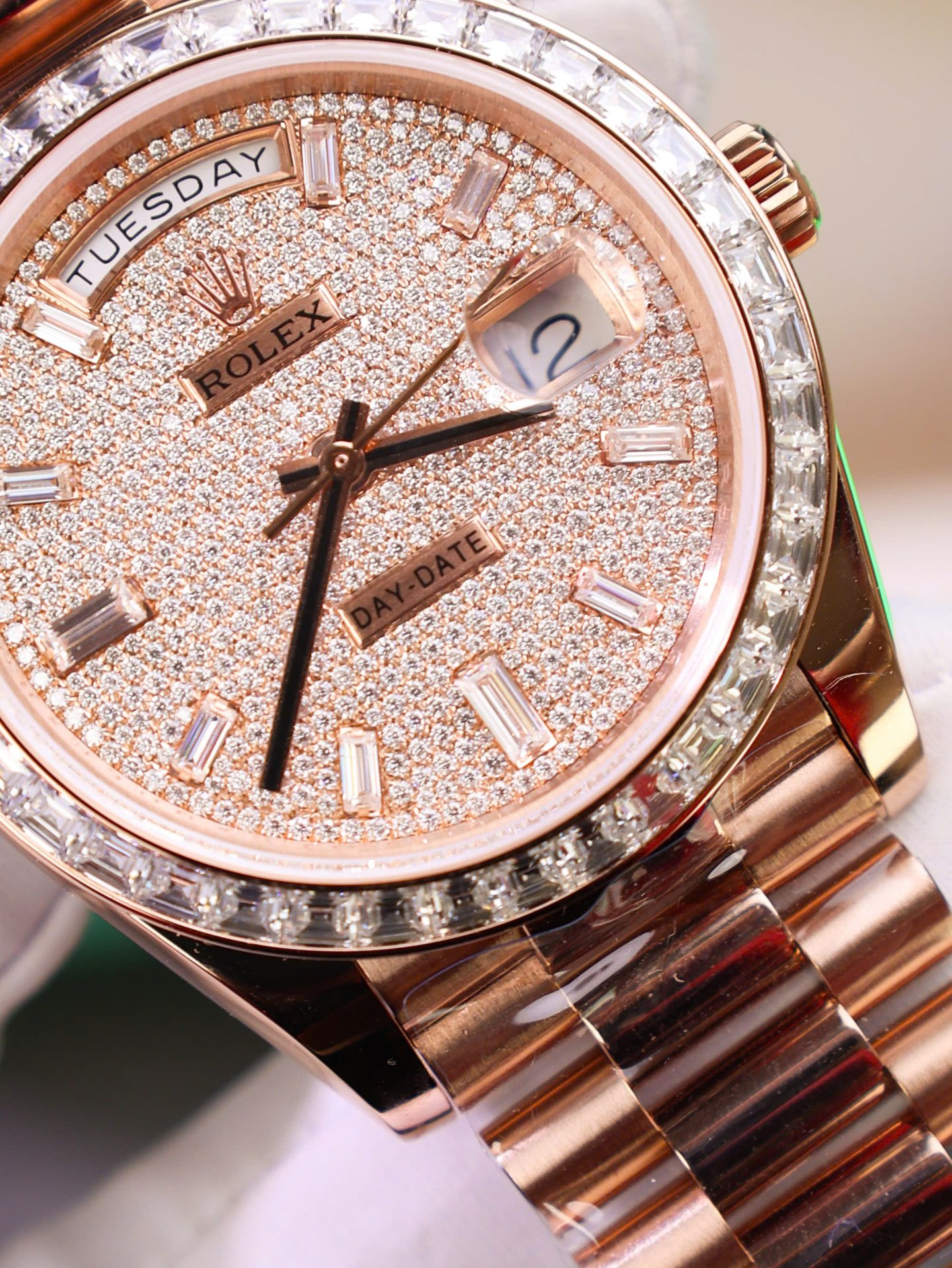 Rolex Best Copies Watches Day-Date Custom Diamonds Moissanite + Gold Wrapped GMF 40mm