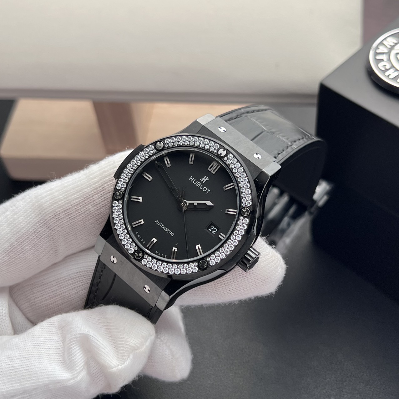 Hublot Classic Fusion Ceramic Diamond Bezel Replica High Quality JJZ 42mm