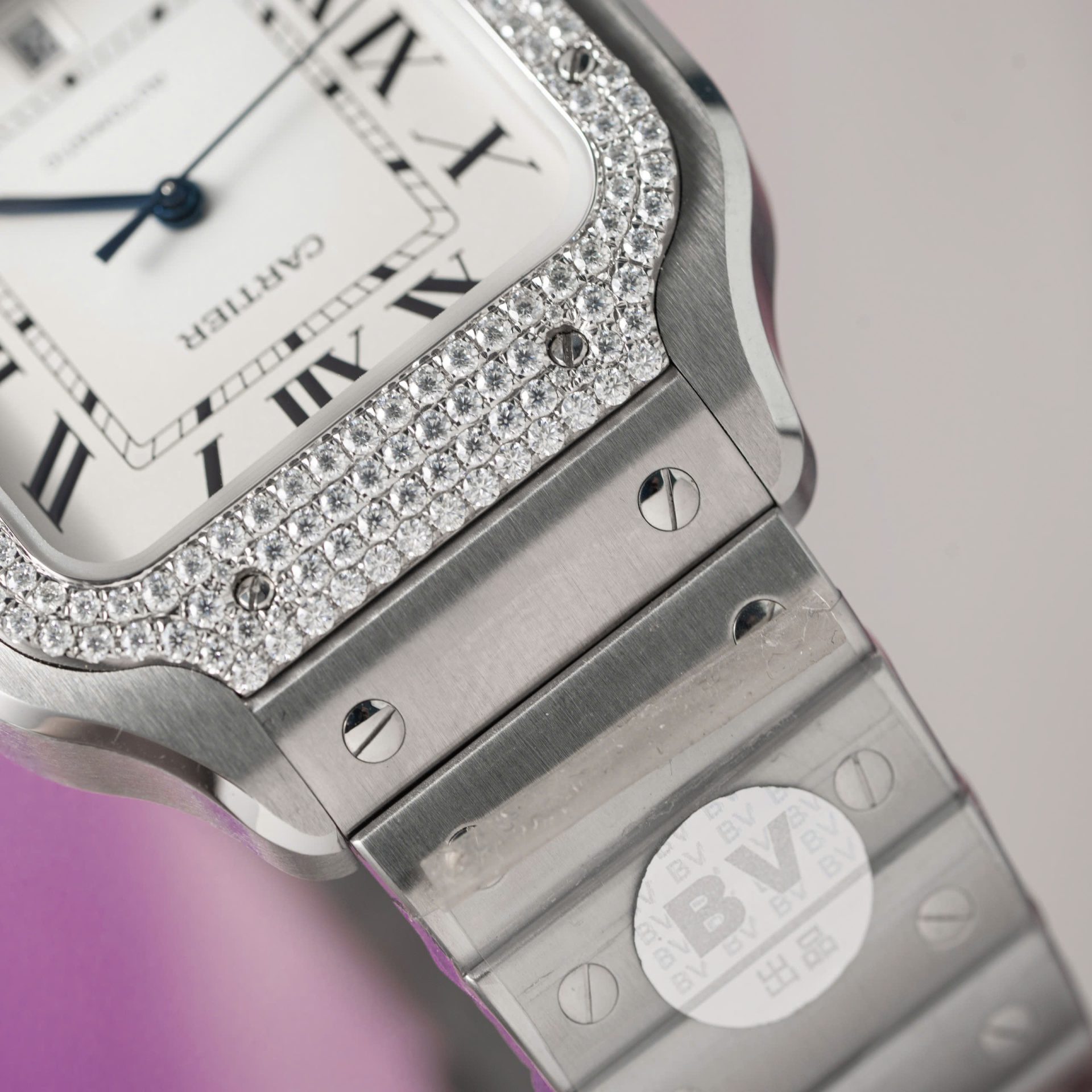 Cartier Replica 11 Watch Santos Moissanite Diamond Bezel White Dial BV Factory 39.8mm