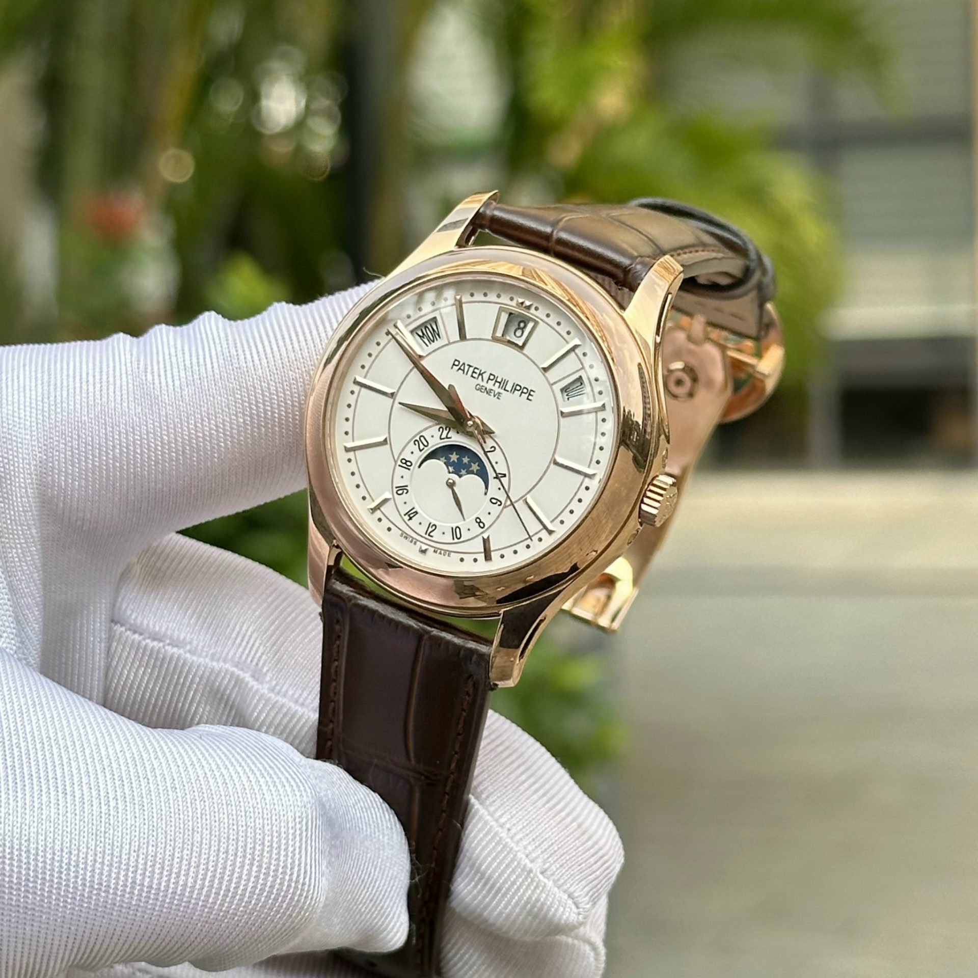 Patek Philippe Replica 11 Watch Complications 5205R Rose Gold Switzerland White Dial 40mm