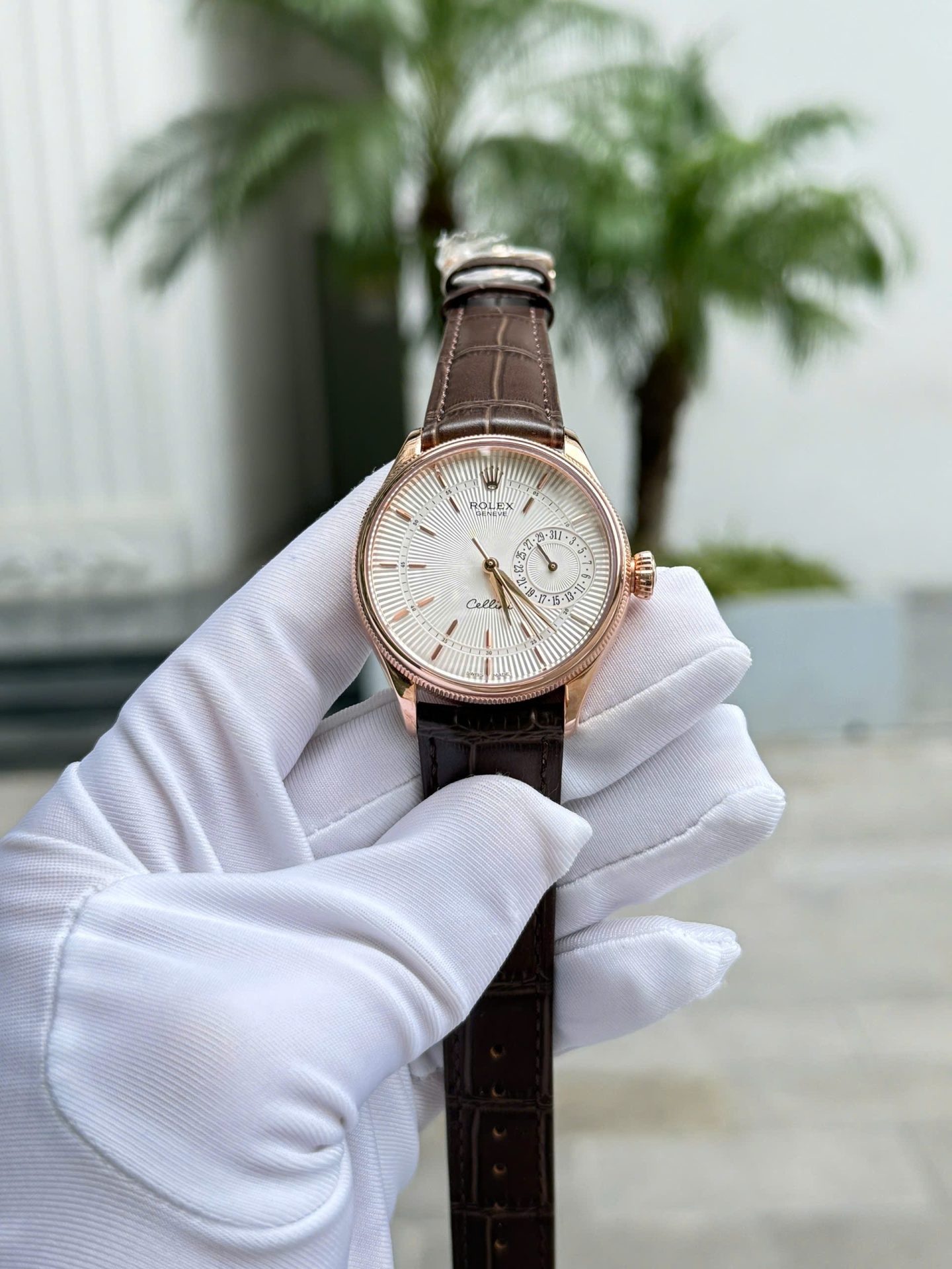Rolex Cellini 50515 White Dial Replica Watches 18K Gold Wapped Custom 39mm