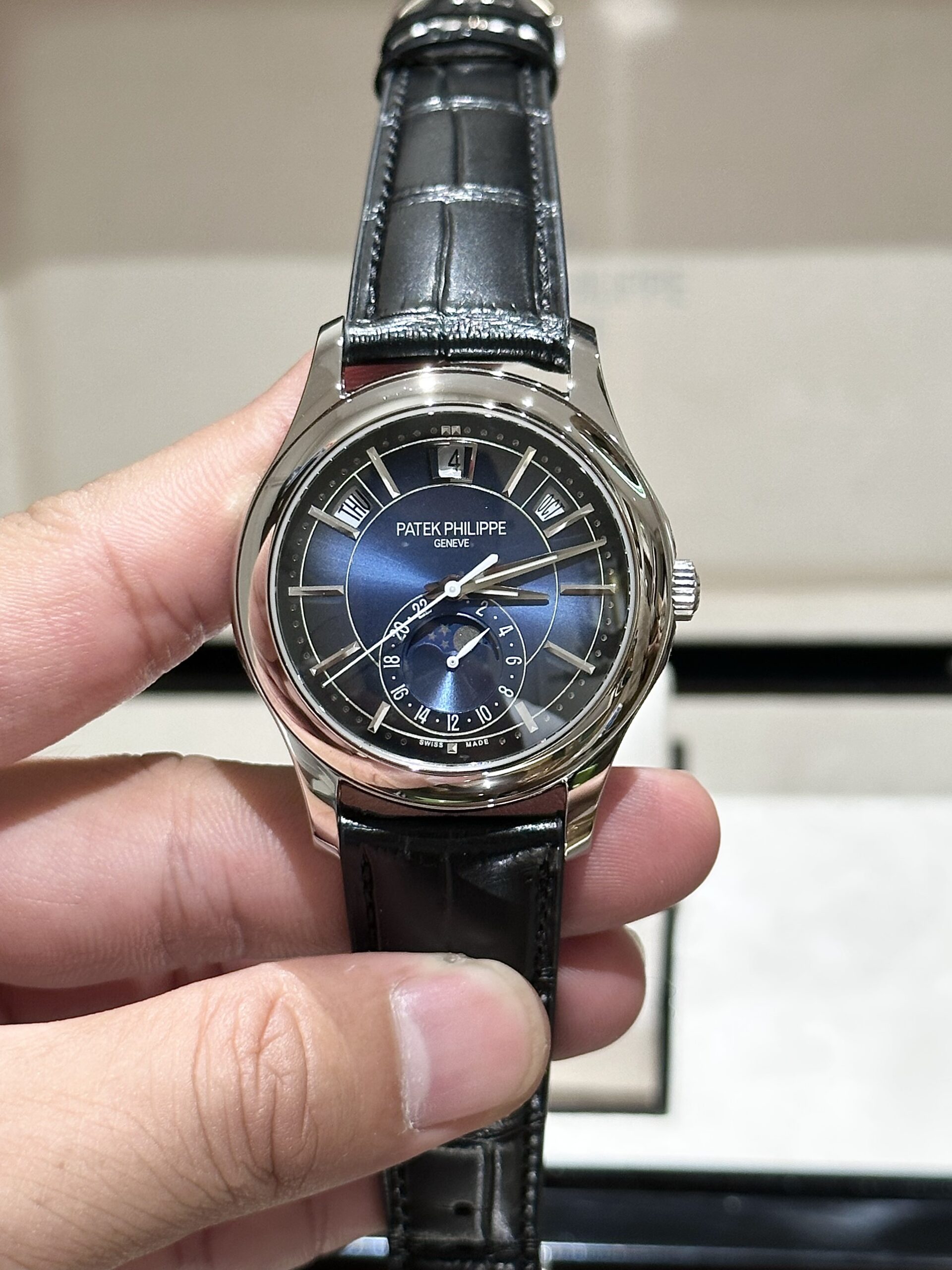 Patek Philippe Complications 5205G Blue Dial Leather Strap Replica 11 Watch 40mm