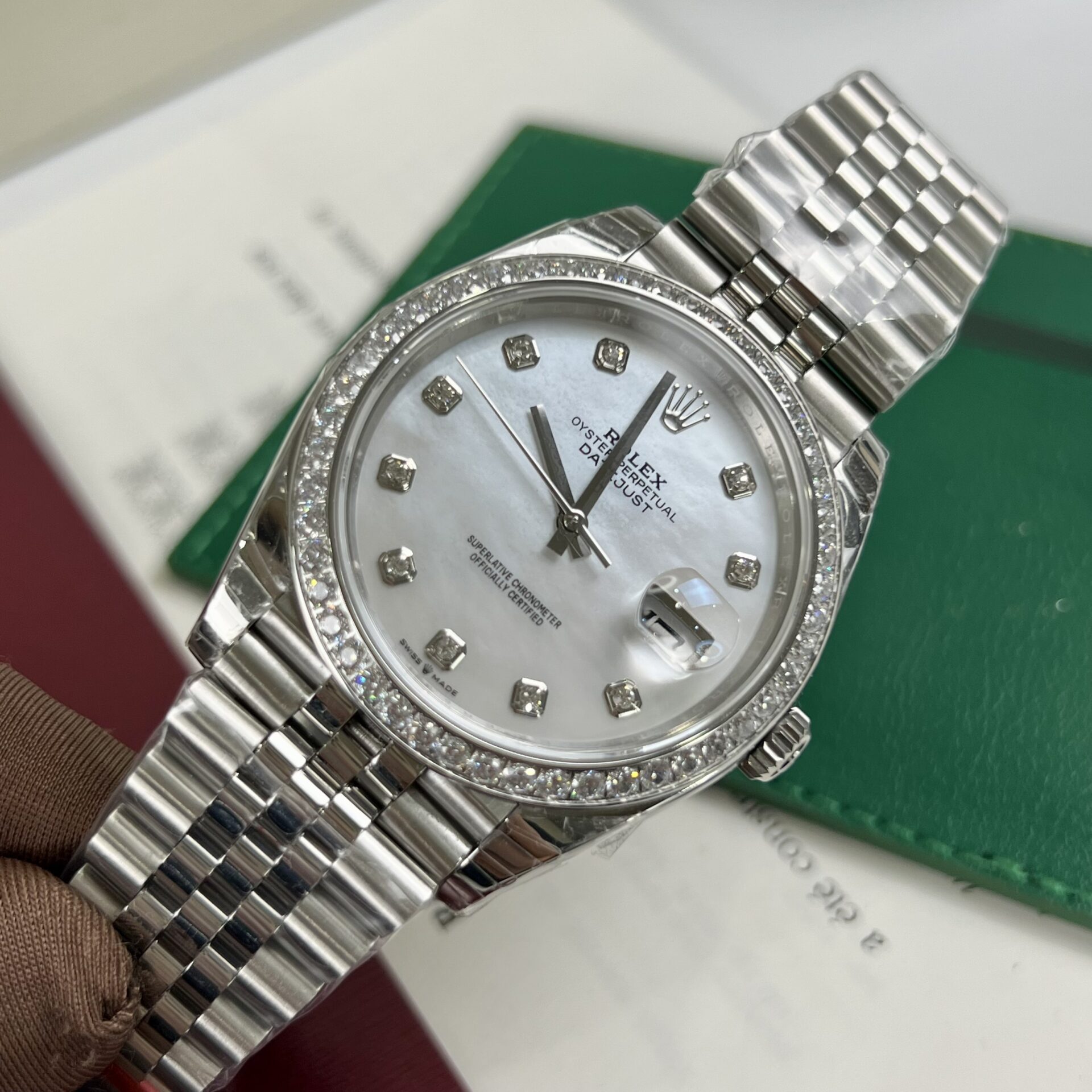 Rolex Replica 11 Watch DateJust Mother of Pearl Dial With Diamonds Bezel EW Factory 36-41mm
