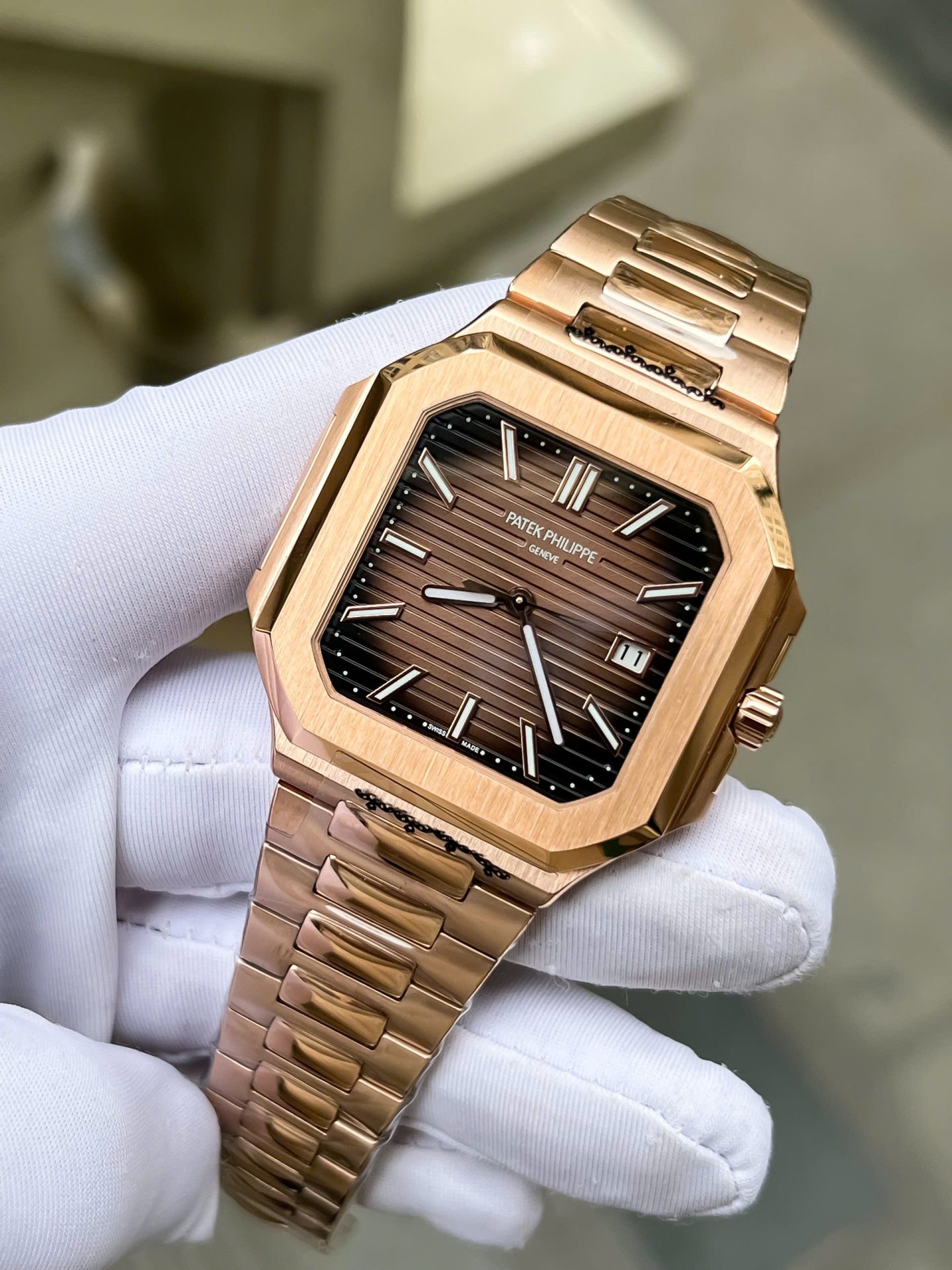 Patek Philippe Cubitus 5821 Rose Gold Replica Watch Dial Square Chocolate 45mm