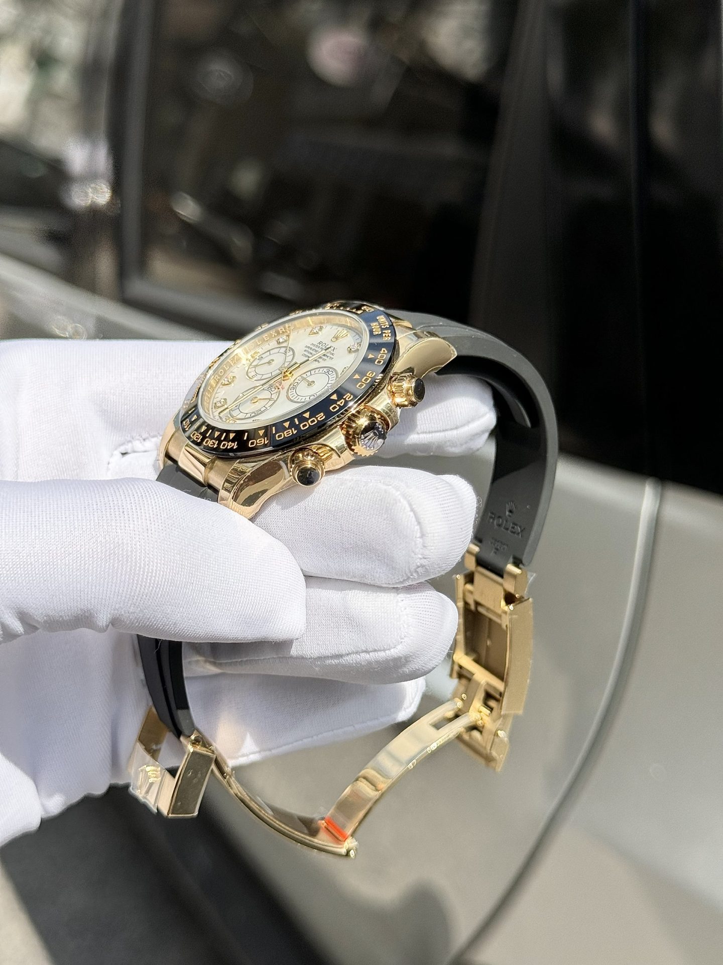 Rolex Daytona 116518 White Mother of Pearl Dial Rep 11 Watch With Moissanite Diamond Clean Factory 40mm