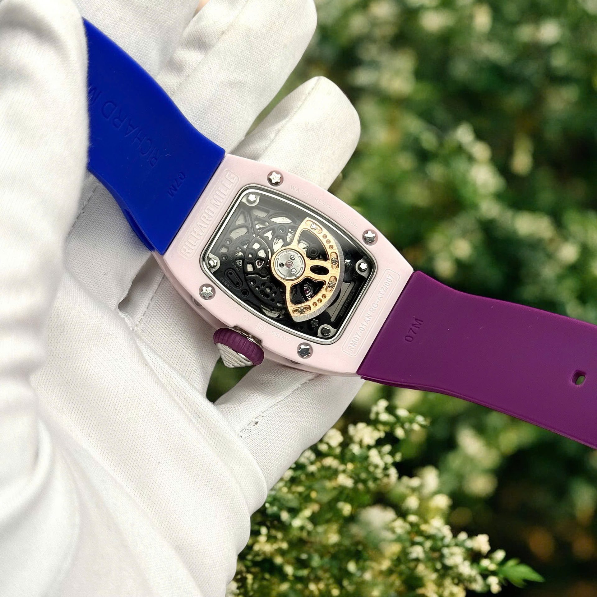 Richard Mille Best Replica Watches RM07-01 Pastel Pink Rubber Strap Women s Automatic 36mm