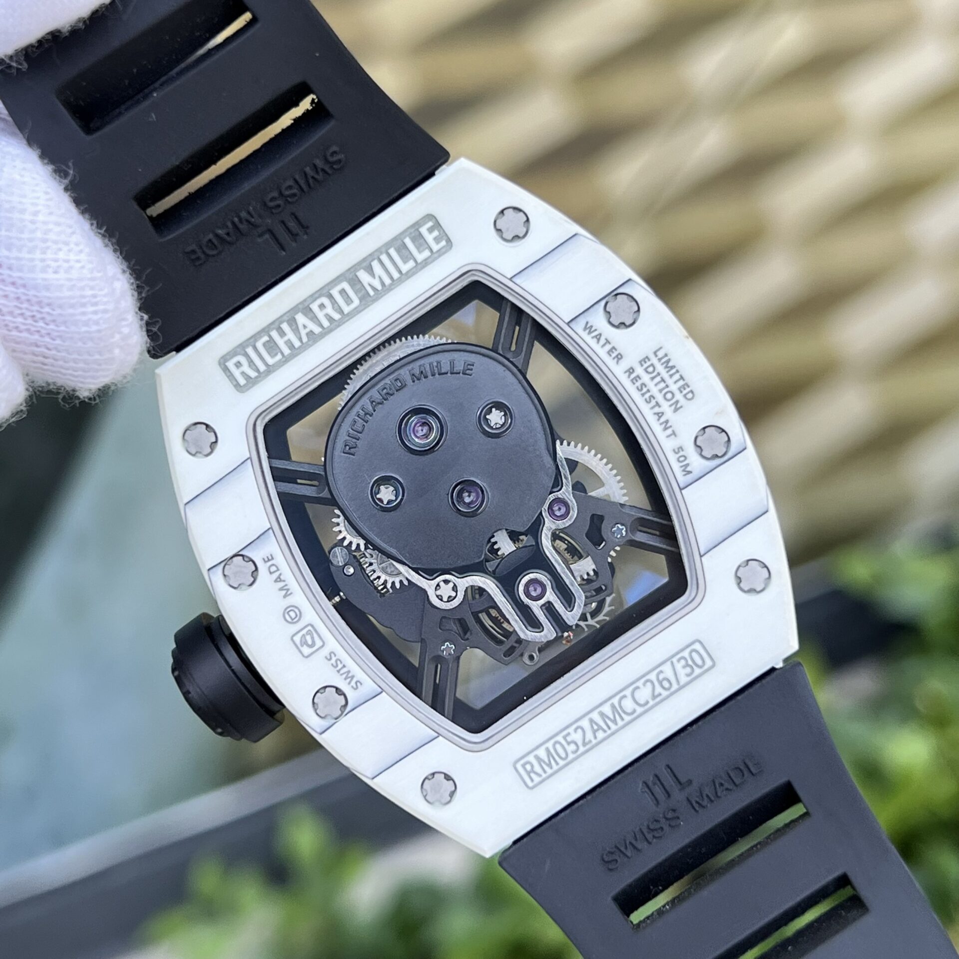 Richard Mille Replica 1:1 Watch RM052 Skull Tourbillon White Case 43mm