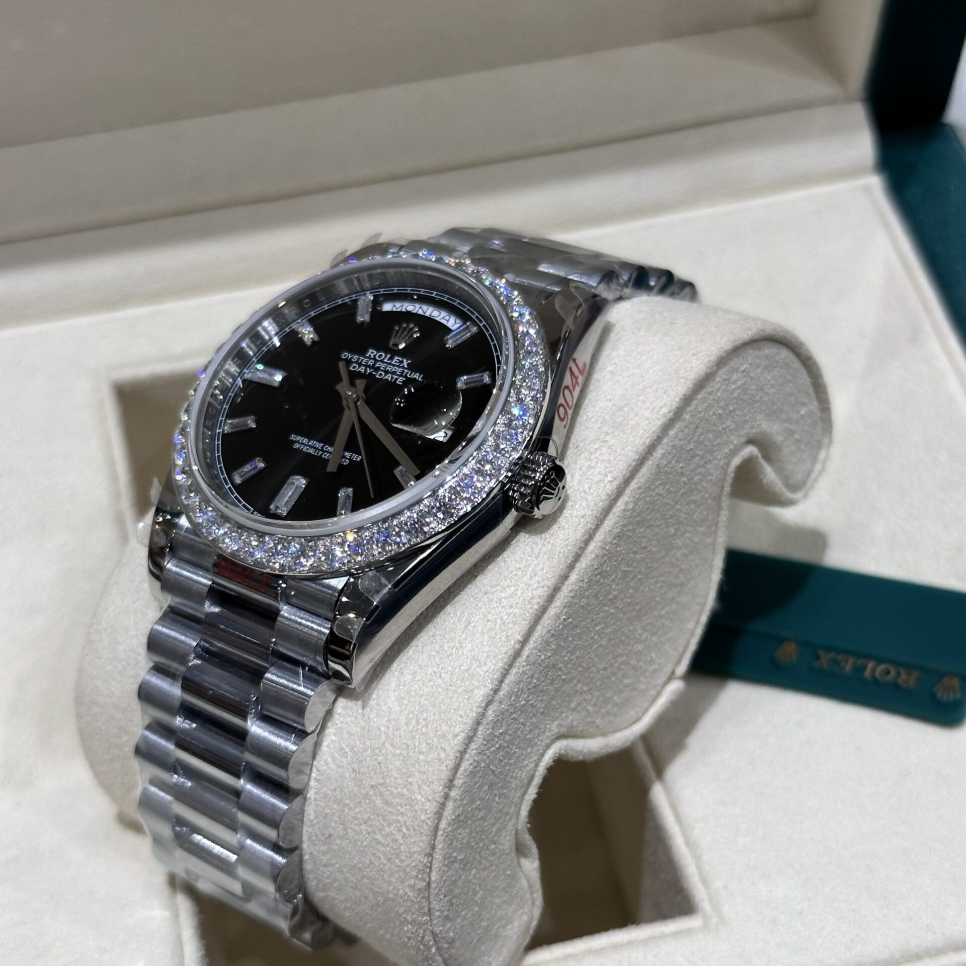 Rolex Replica Watch Day-Date 228236 Moissanite Diamond Black Dial 168gram GM V3 40mm