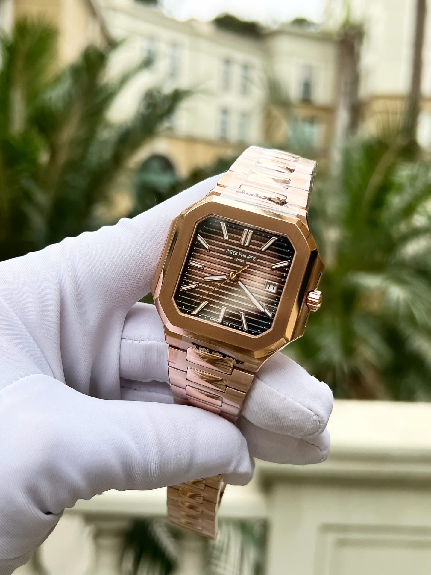 Patek Philippe Cubitus 5821 Rose Gold Replica Watch Dial Square Chocolate 45mm