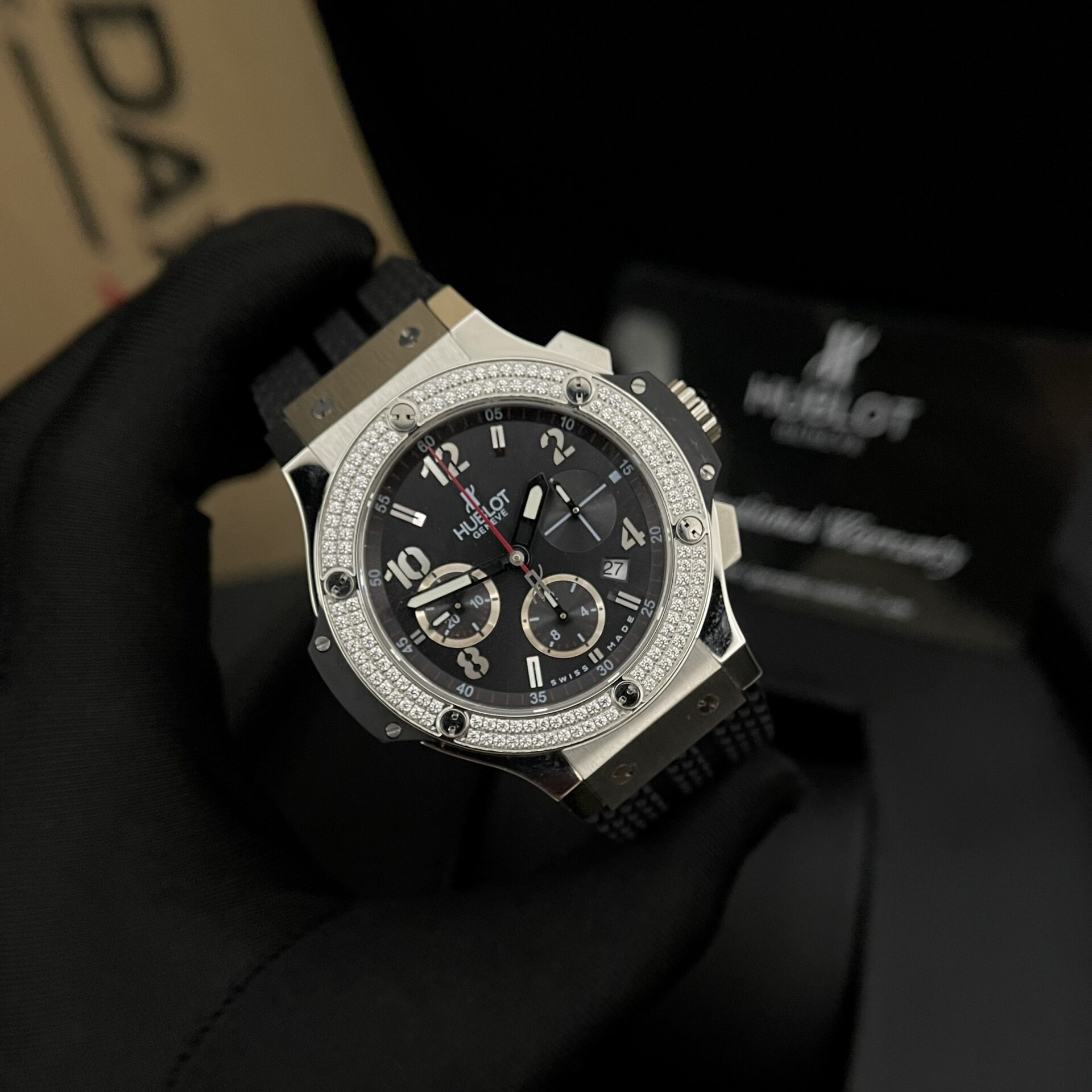 Hublot Big Bang Men s High Quality Replica Diamond Watch Rubber Strap 44mm