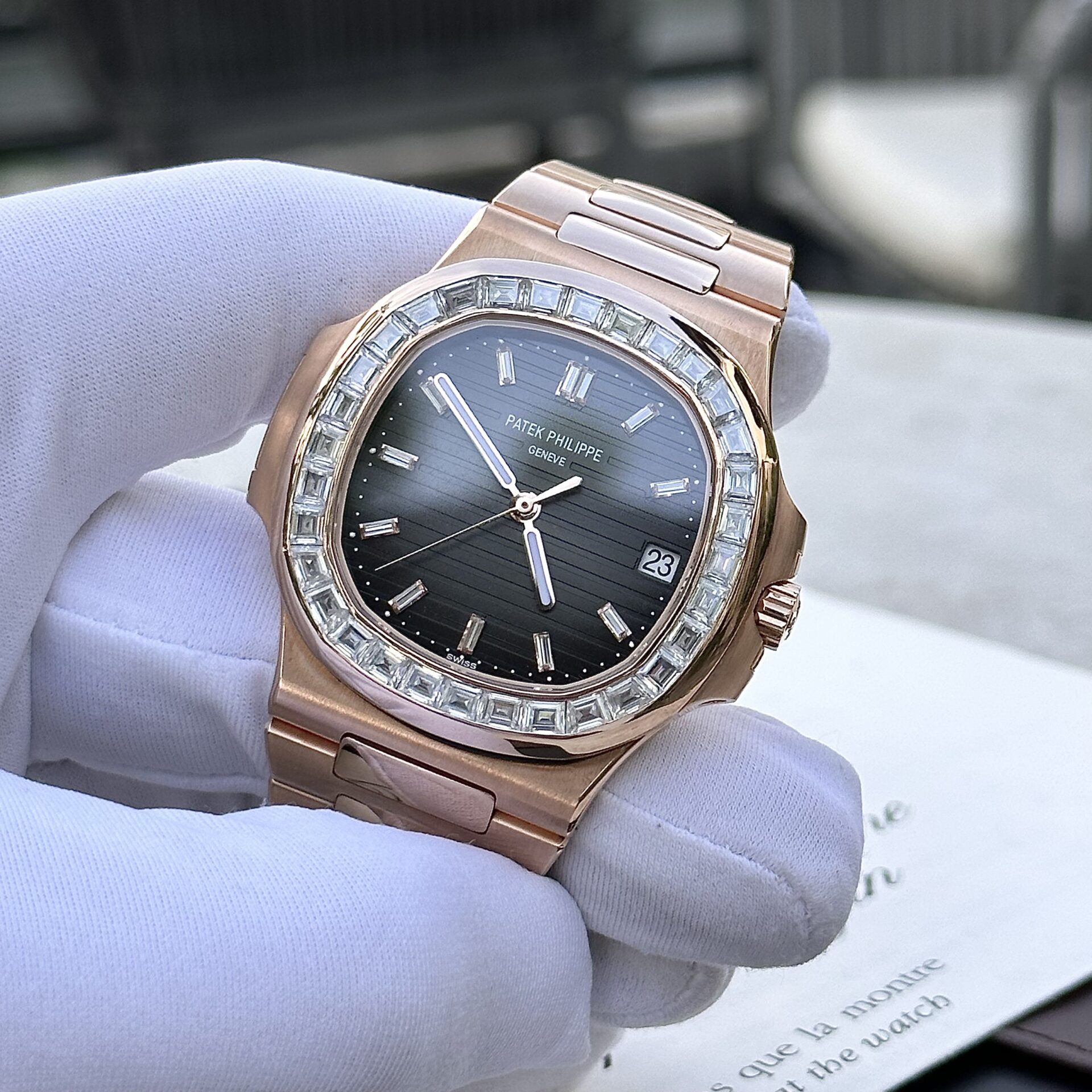 Patek Philippe Nautilus 5723 Gold Wrapped With Moissanite Baguette Diamonds 3K 40mm