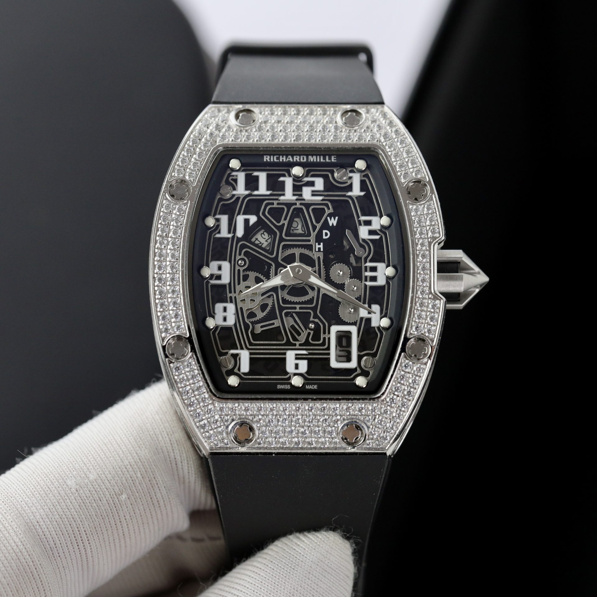 Richard Mille Replica 1:1 Watch RM67 Black Face With Stone Automatic Mechanical 40mm