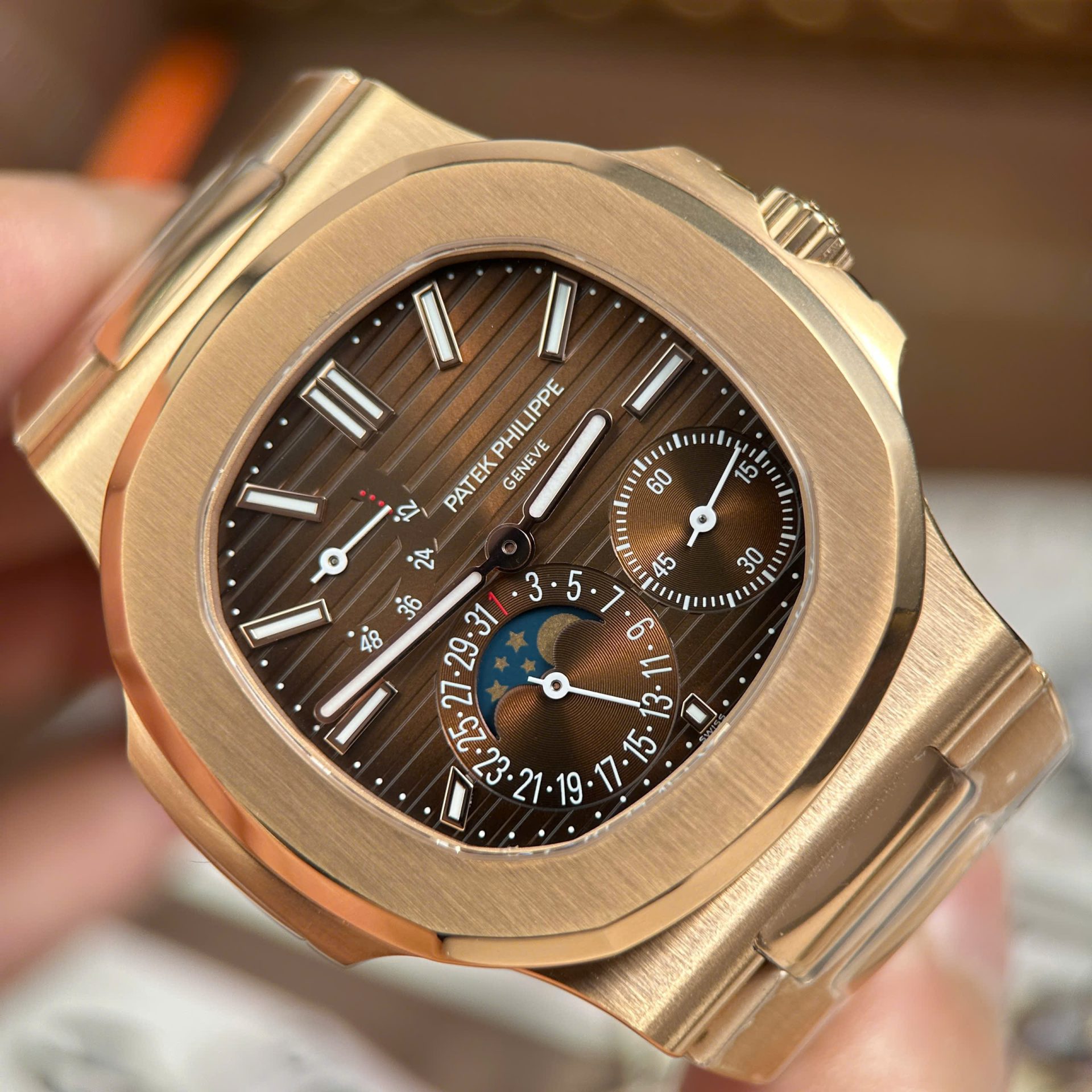 Patek Philippe Nautilus 5712R Knock Off Watches Brown Dial Metal Wire PPF Factory Version 3 40mm