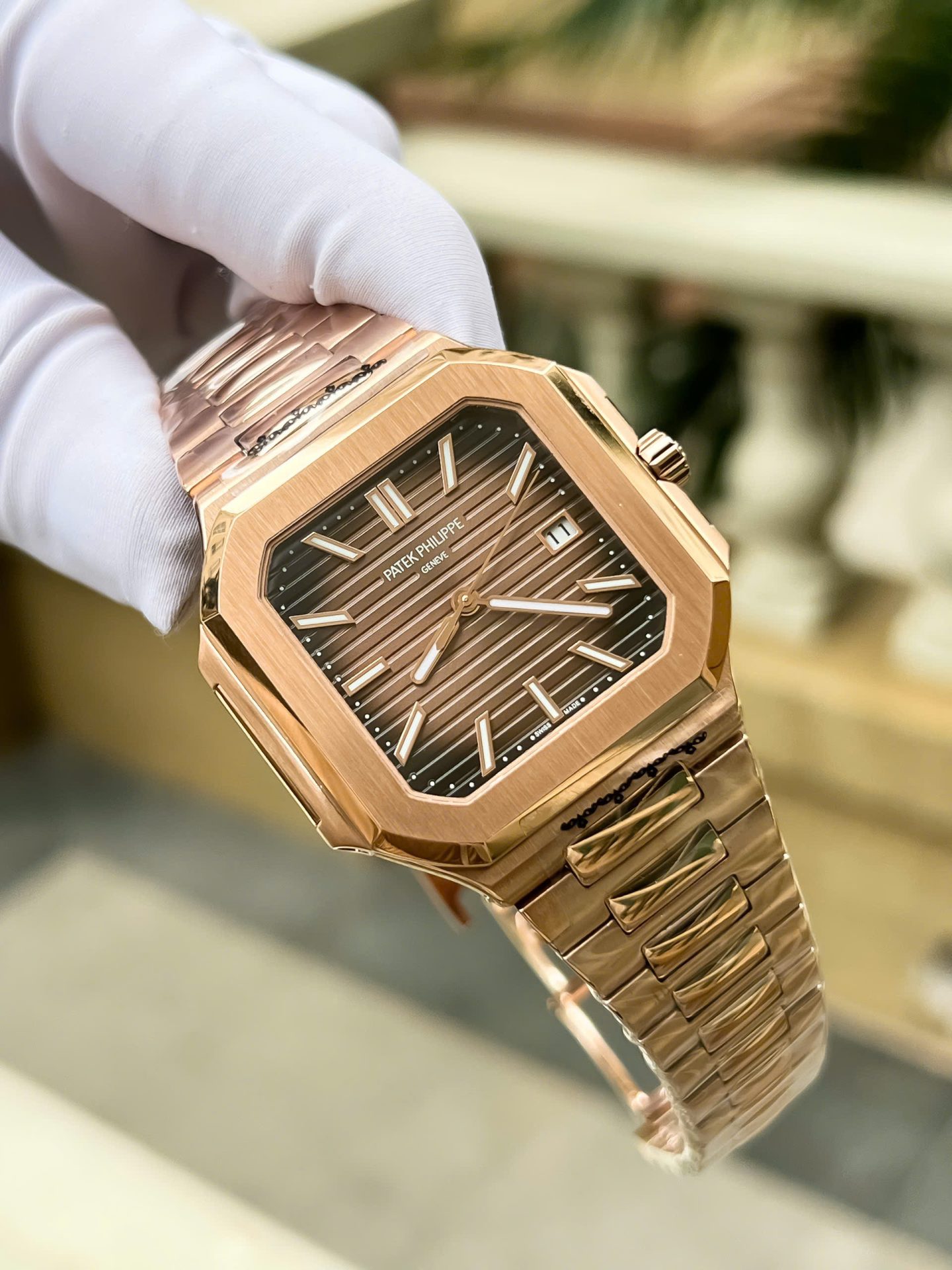 Patek Philippe Cubitus 5821 Rose Gold Replica Watch Dial Square Chocolate 45mm