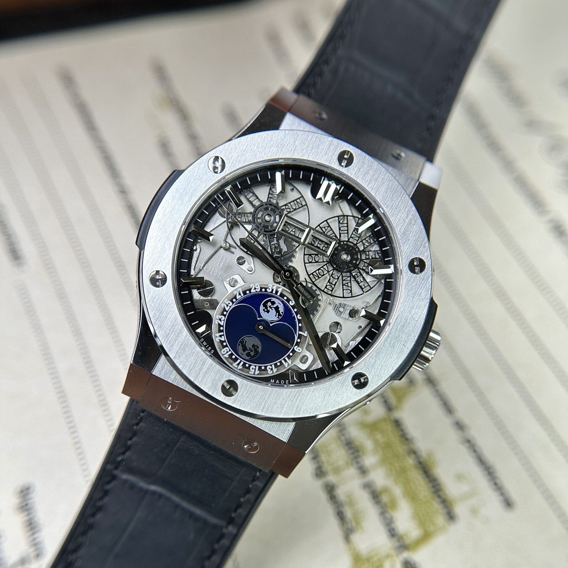 Hublot Replica 1:1 Watch Classic Fusion Aerofusion Moonphase Leather Strap 45mm