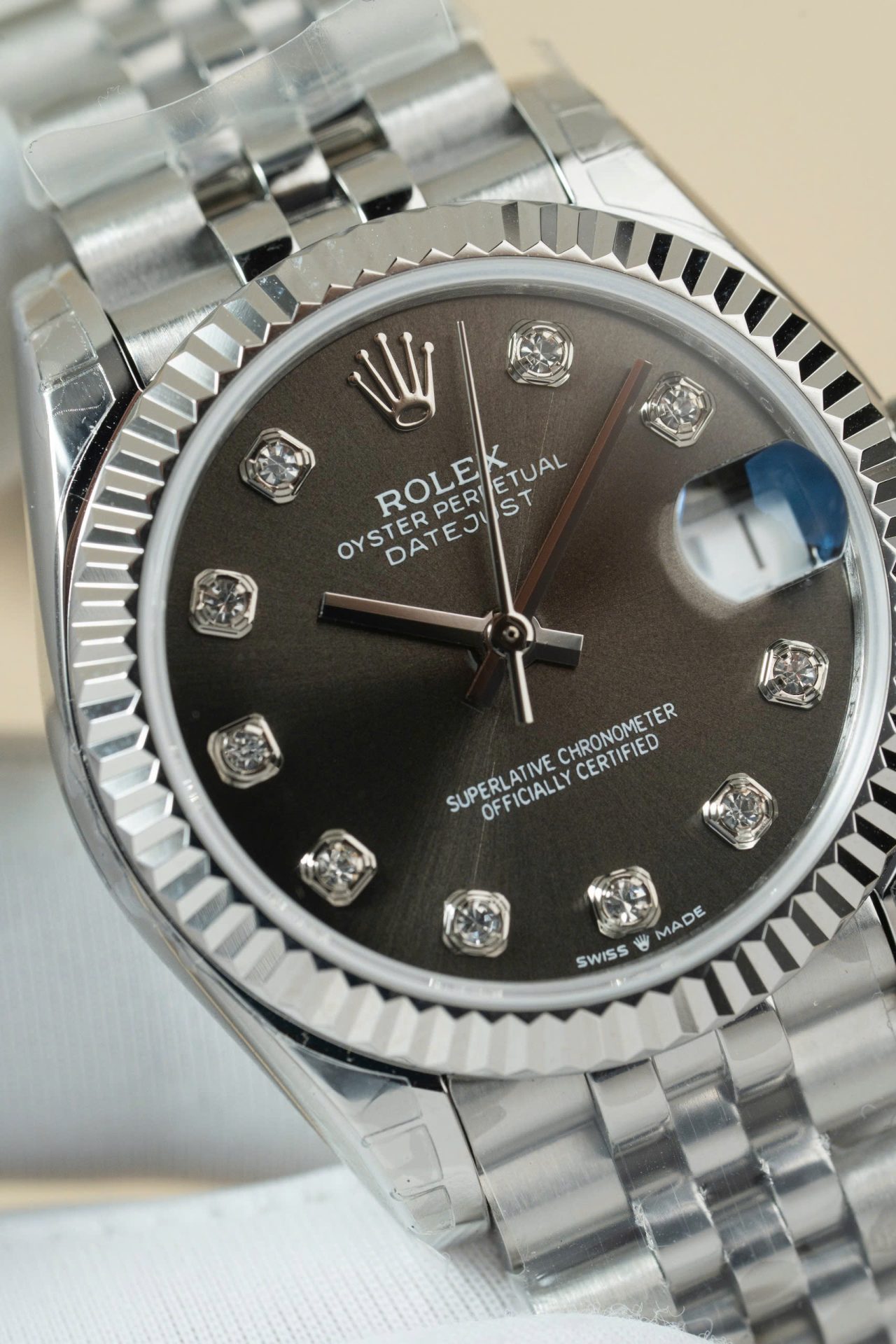 Rolex DateJust Lady Fake Watches Dial Gray Jubilee Strap 31mm