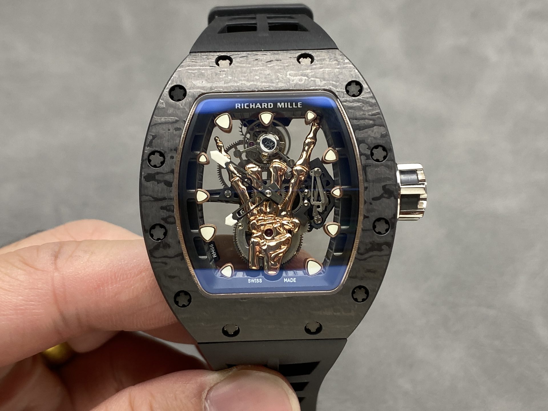 Richard Mille Replica 11 Watch RM66 Ultra Light Carbon Rose Gold Wrapped Refine 42.7mm