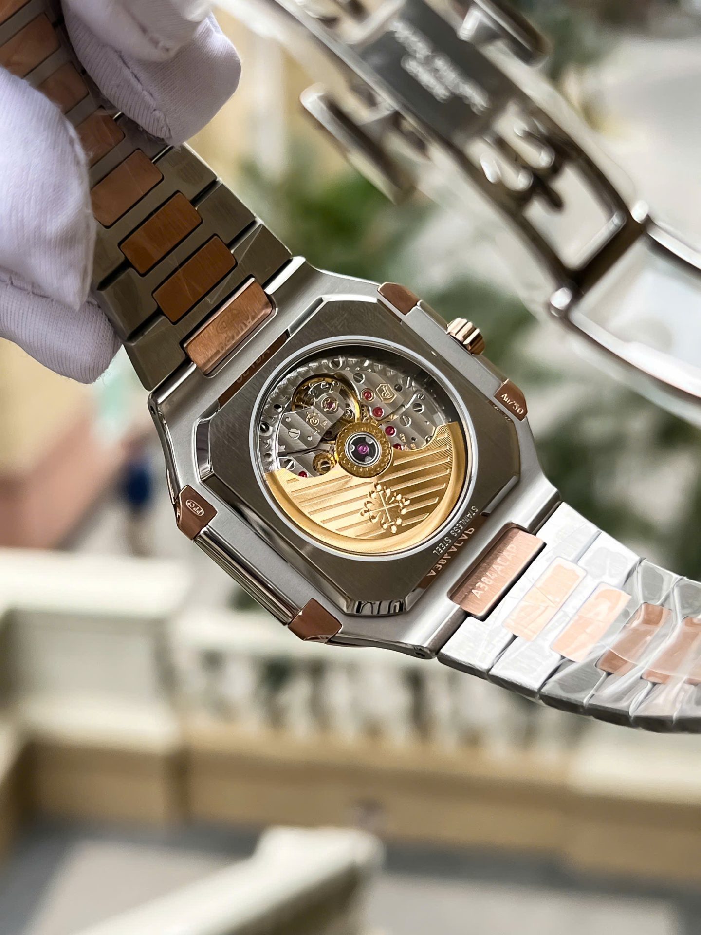 Patek Philippe Cubitus 5821 Demi Rose Gold Replica 11 Watch Dial Square Chocolate 45mm