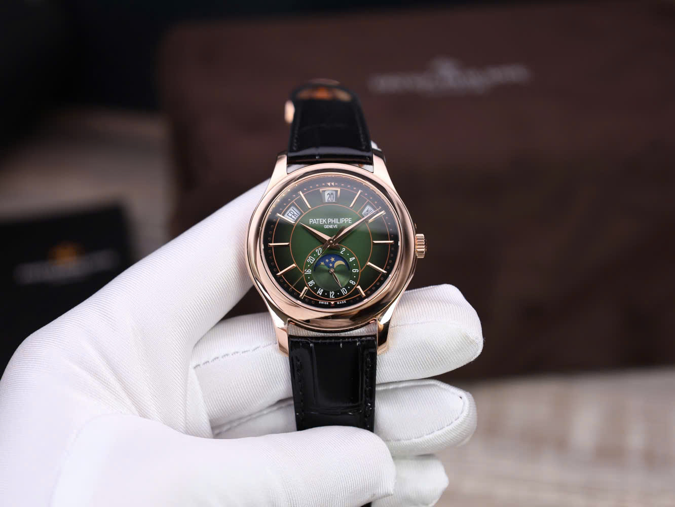 Patek Philippe 5205R Green Dial Replica Watch 18K Gold Wapped Custom 40mm