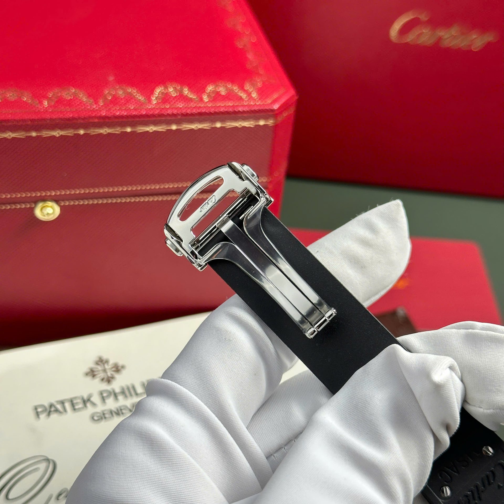 Cartier Santos Black Replica 11 Watch Rubber Strap BV Factory 39.8mm