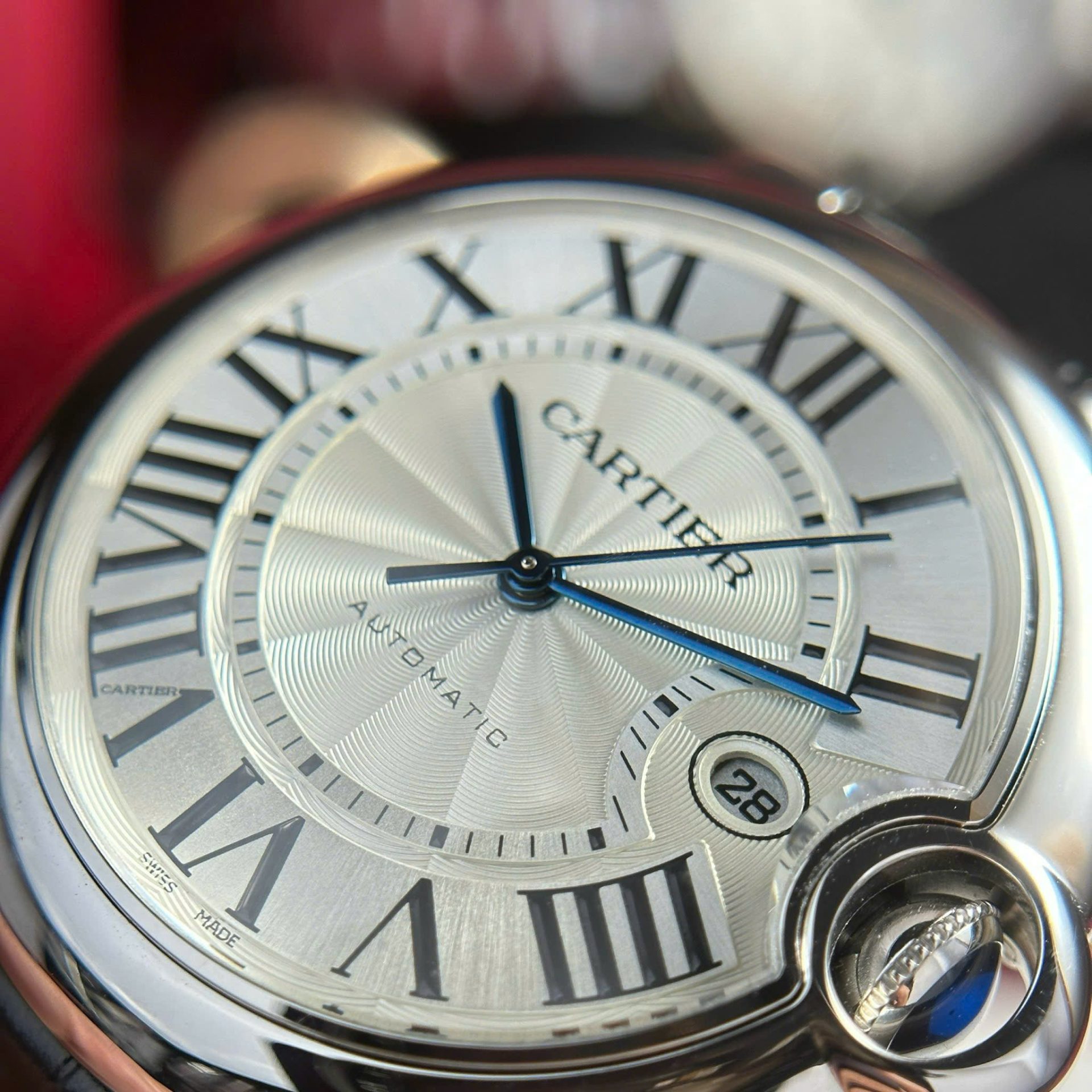 Cartier Ballon Bleu Replica Watch Dial White Leather Strap AF Factory 42mm