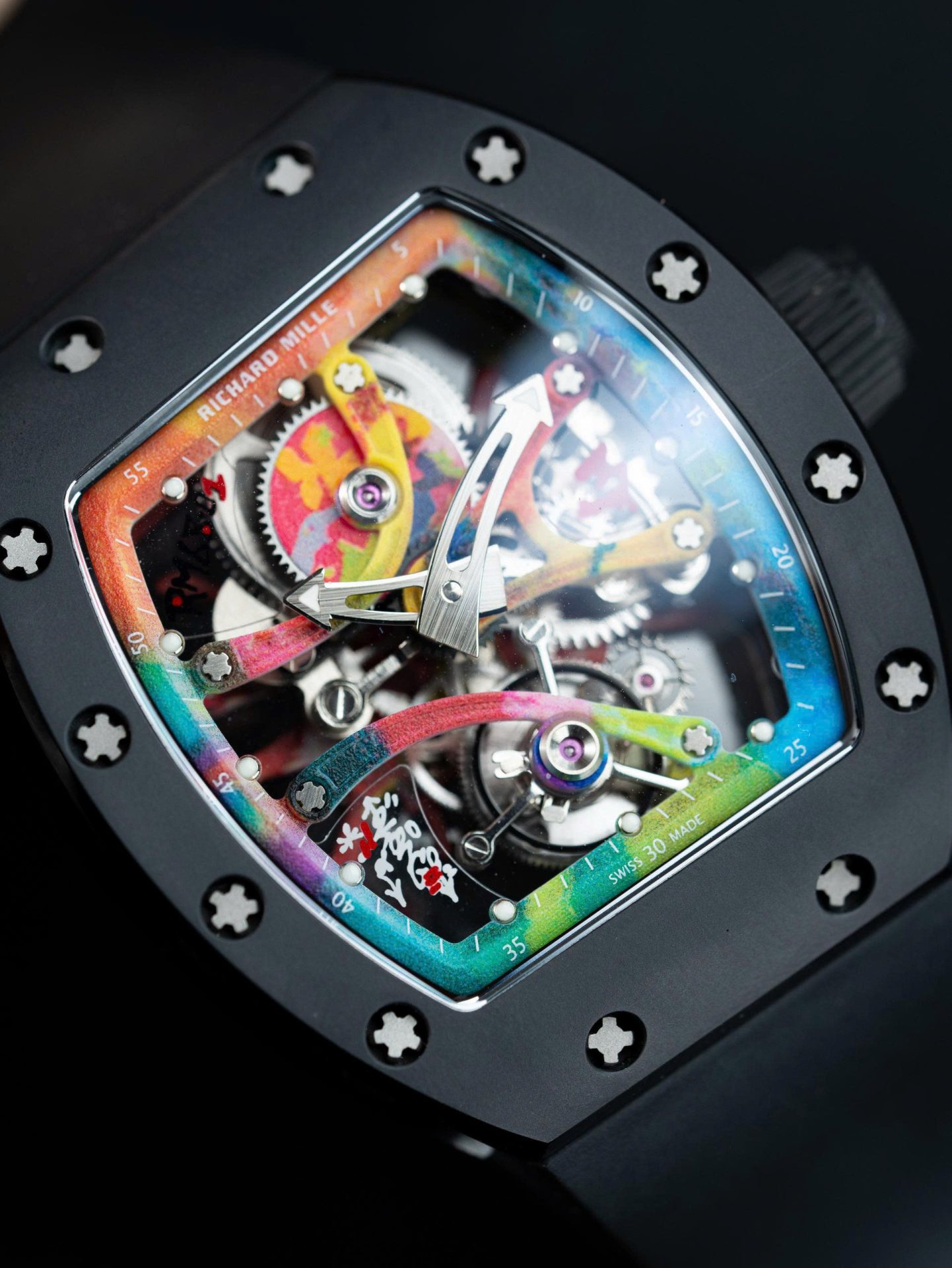 Richard Mille RM68-01 Cyril Kongo Imitation Watches Black Ceramic Rubber Strap 45mm