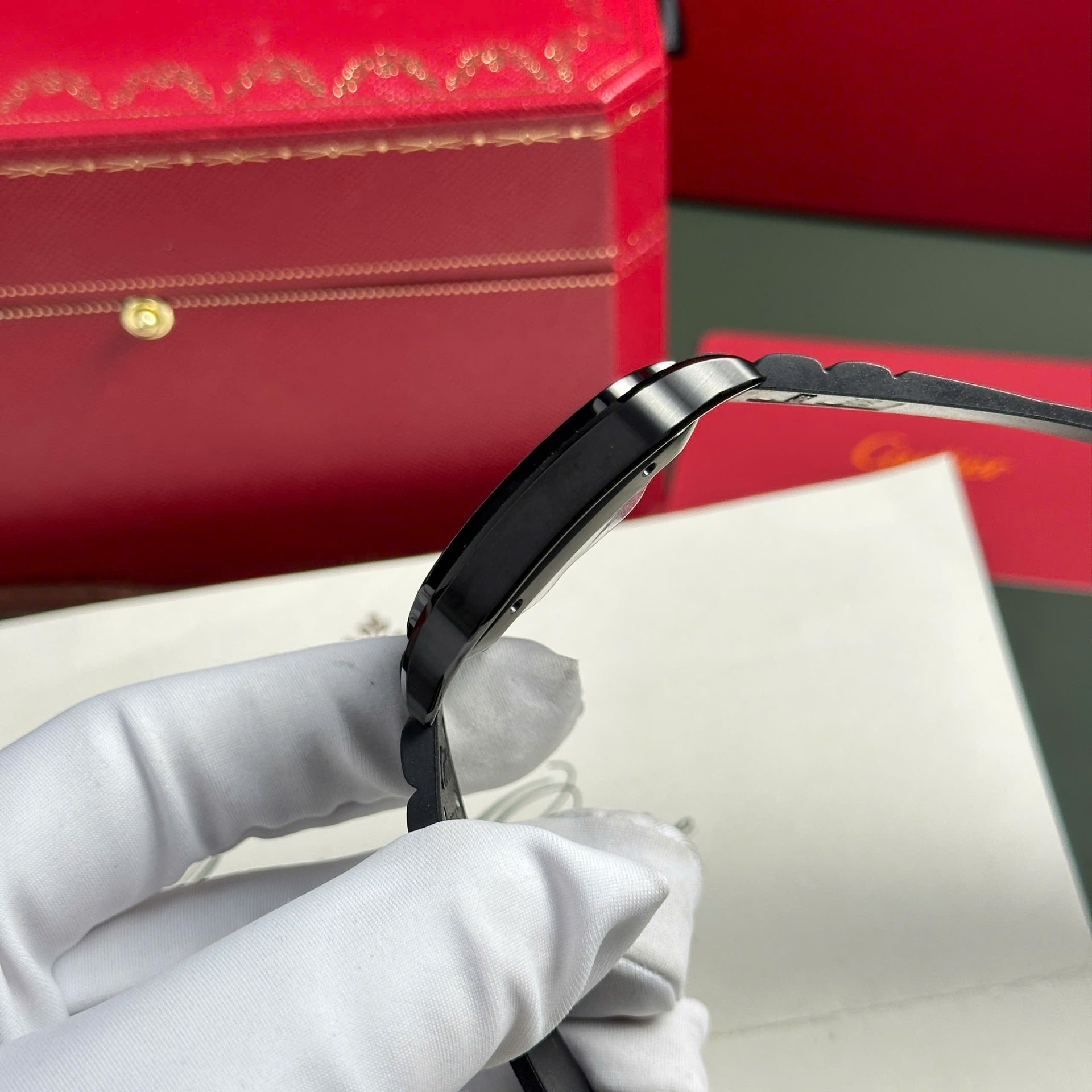 Cartier Santos Black Replica 11 Watch Rubber Strap BV Factory 39.8mm