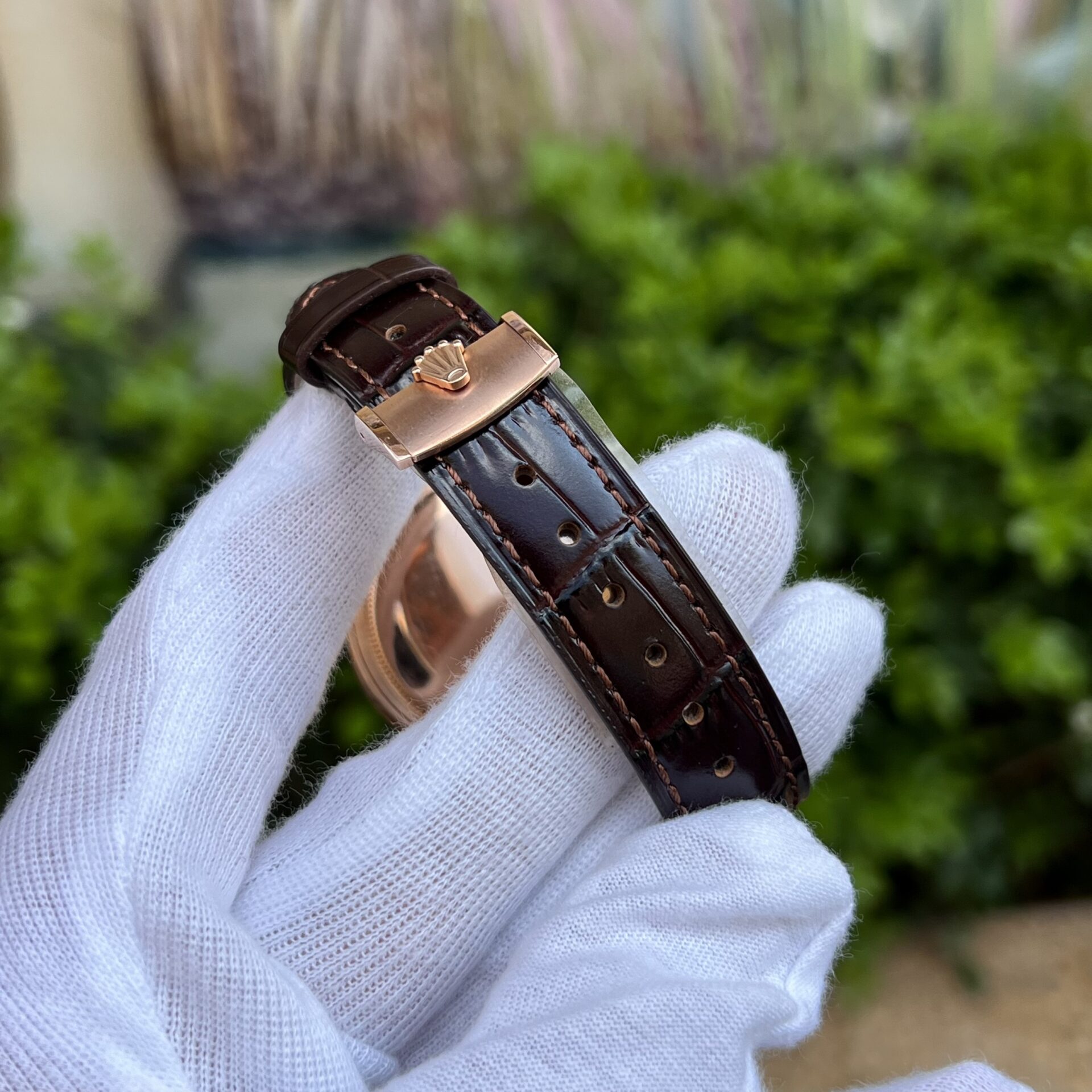 Rolex Replica 11 Watch Cellini Moonphase 50535 Rose Gold Plated White Dial 39mm