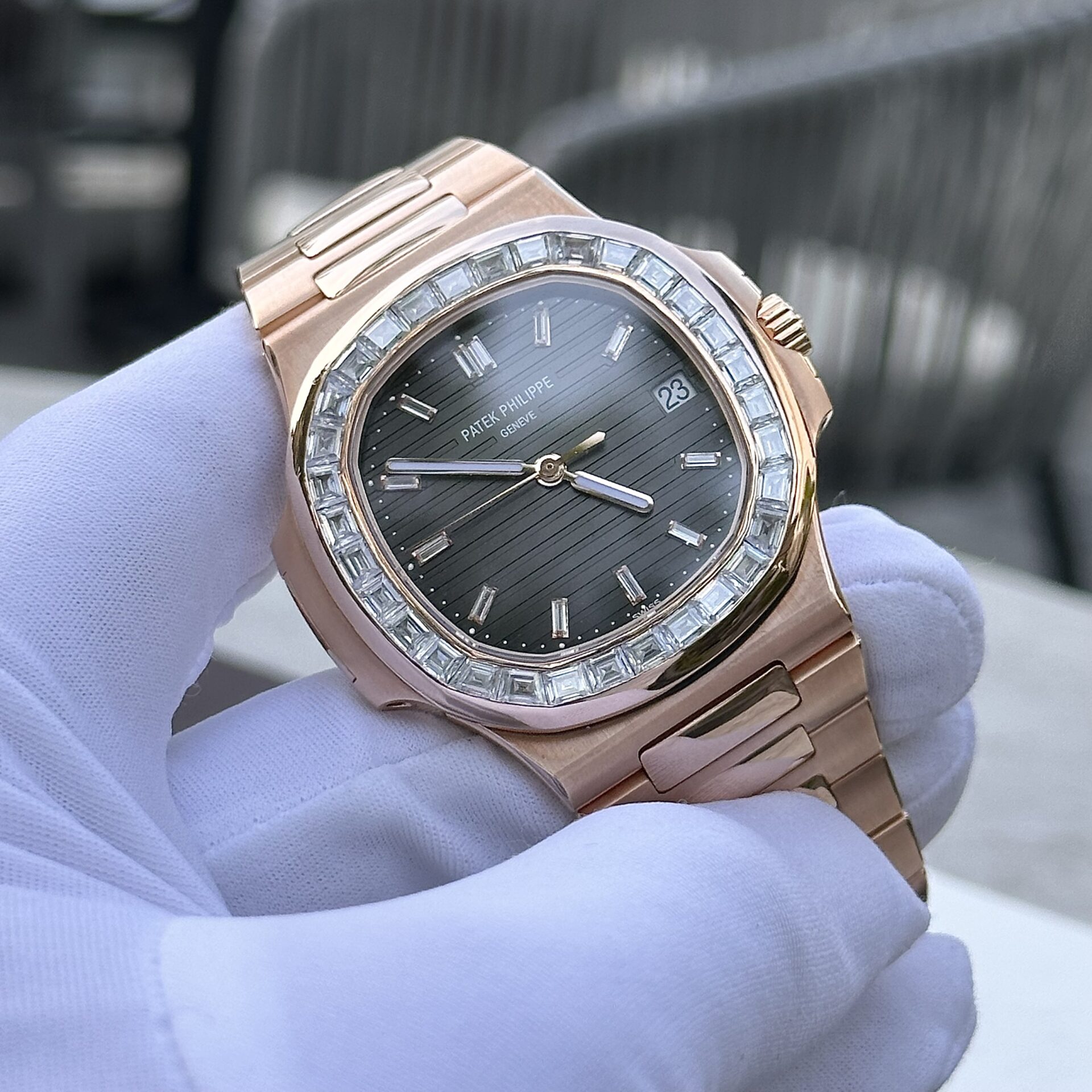 Patek Philippe Nautilus 5723 Gold Wrapped With Moissanite Baguette Diamonds 3K 40mm