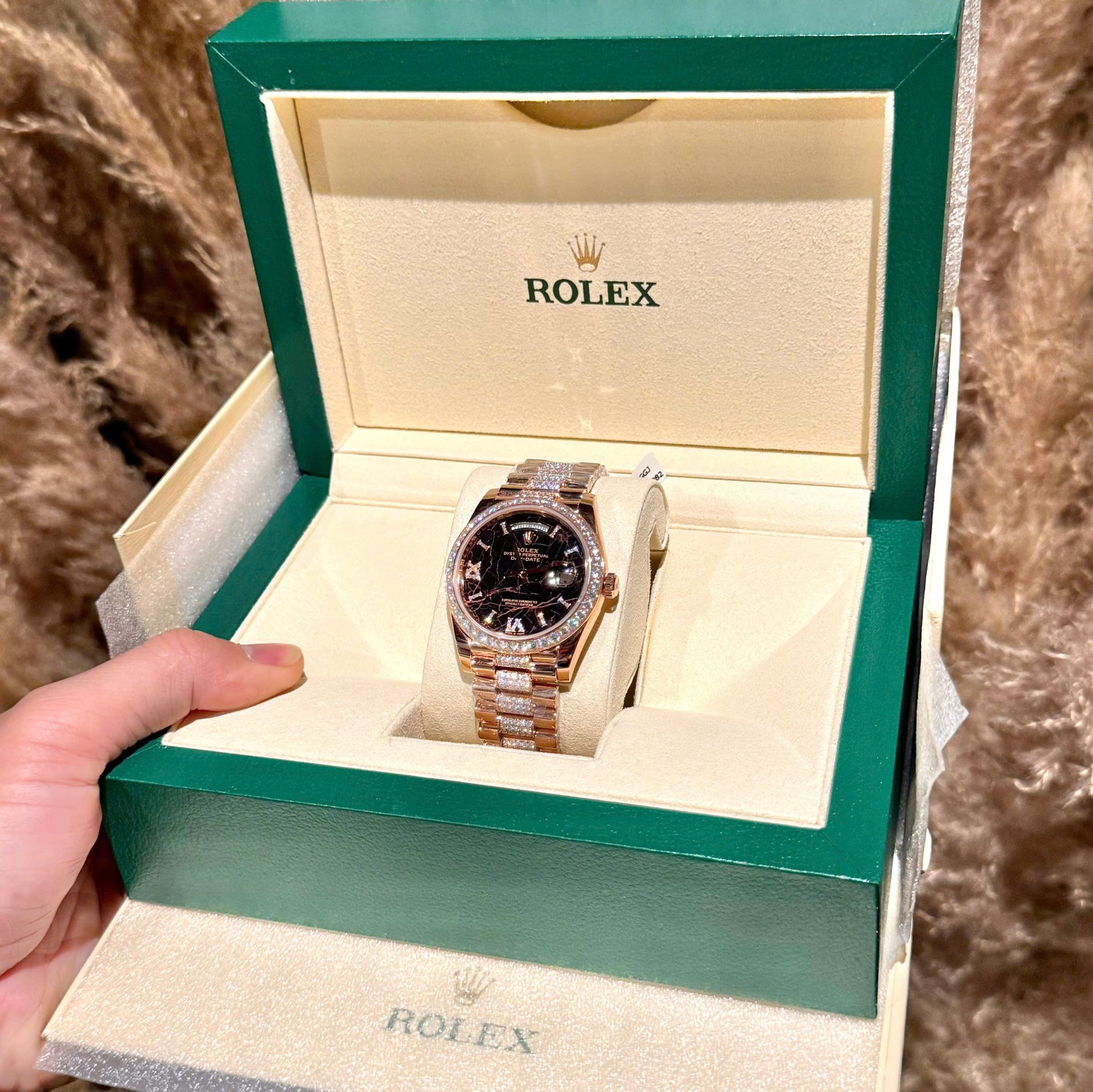 Rolex Day-Date Replica Watch Meteorite Dial Custom Moissanite Diamonds Hong Kong 40mm