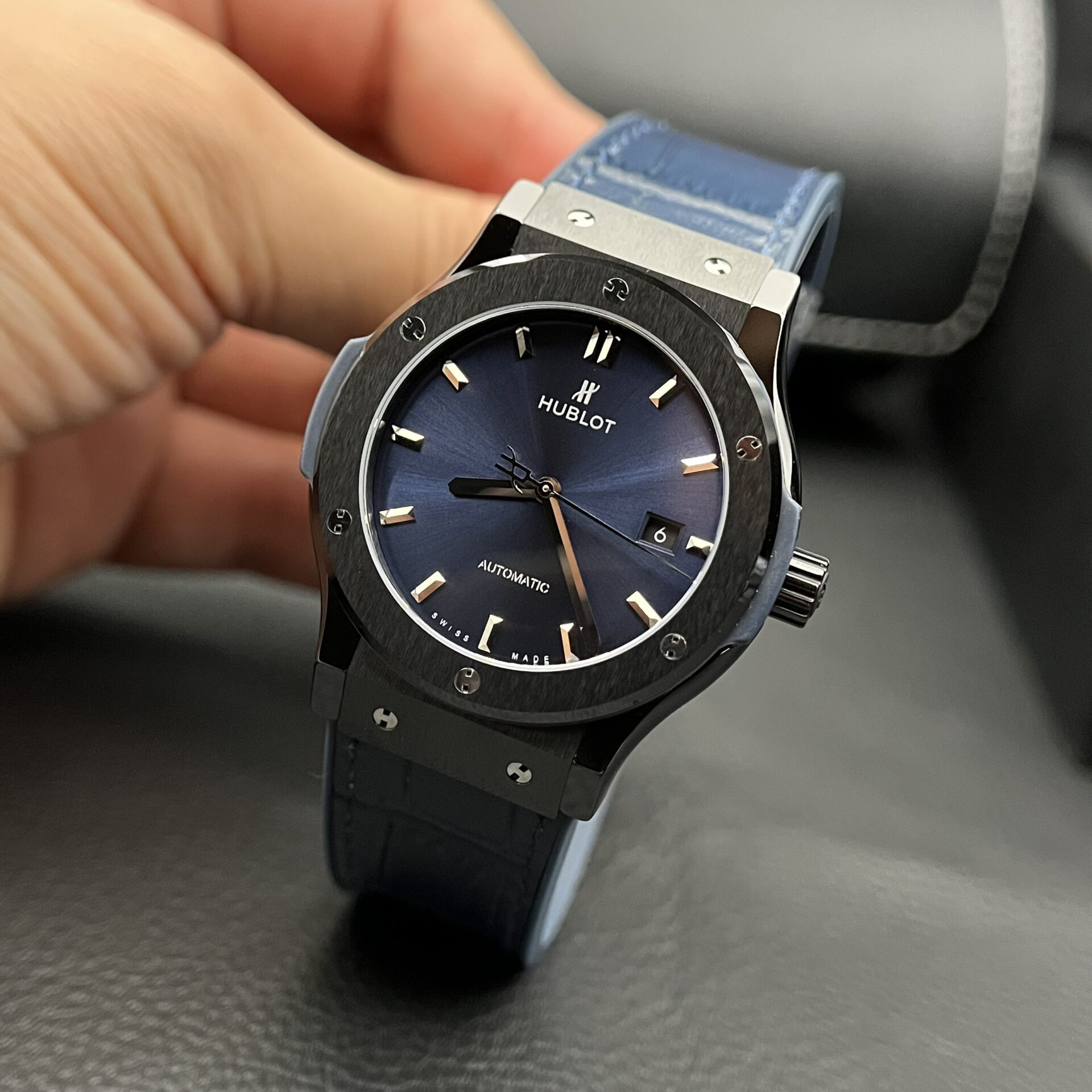 Hublot Classic Fusion Ceramic Charcoal Blue Replica Watch JJZ 42mm