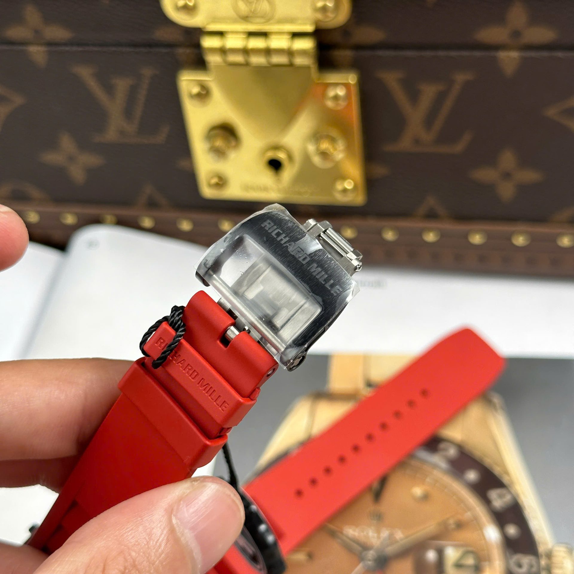 Richard Mille RM35-01 Rafael Nadal Carbon NTPT Copies Watches Red Rubber Strap ZF Factory 49,9x43mm