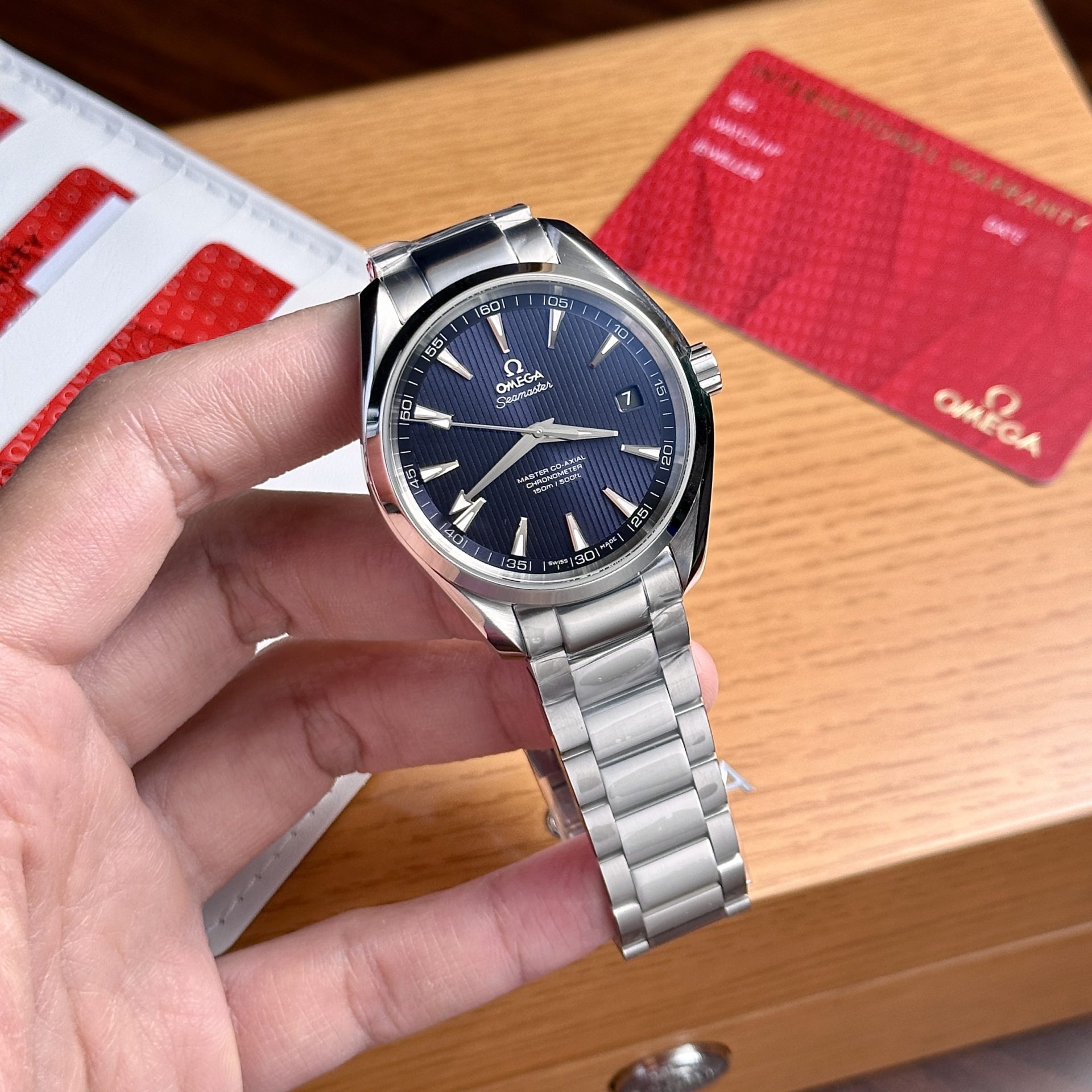 Omega Replica 11 Watch Seamaster Co-Axial Aqua Terra Blue Dial 41mm