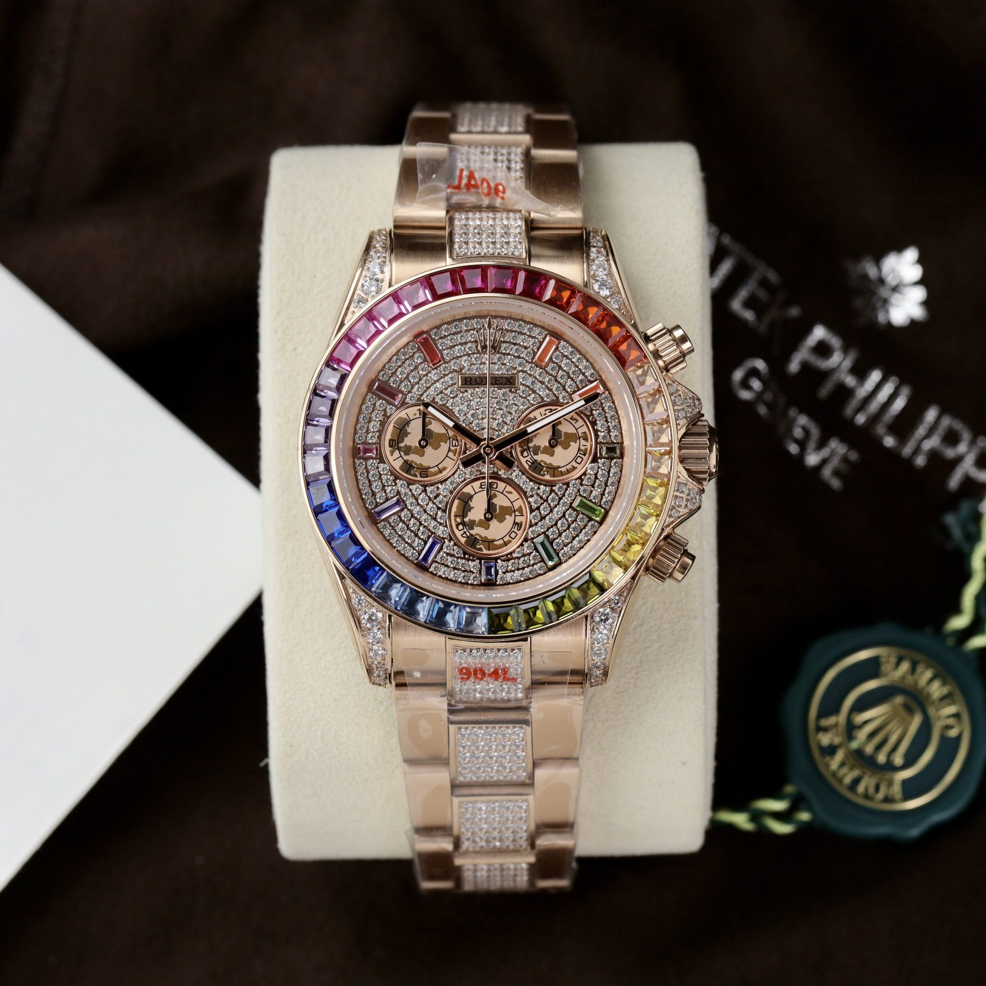 Rolex Replica 1:1 Watch Daytona Rainbow Full CZ Stone High Quality 40mm