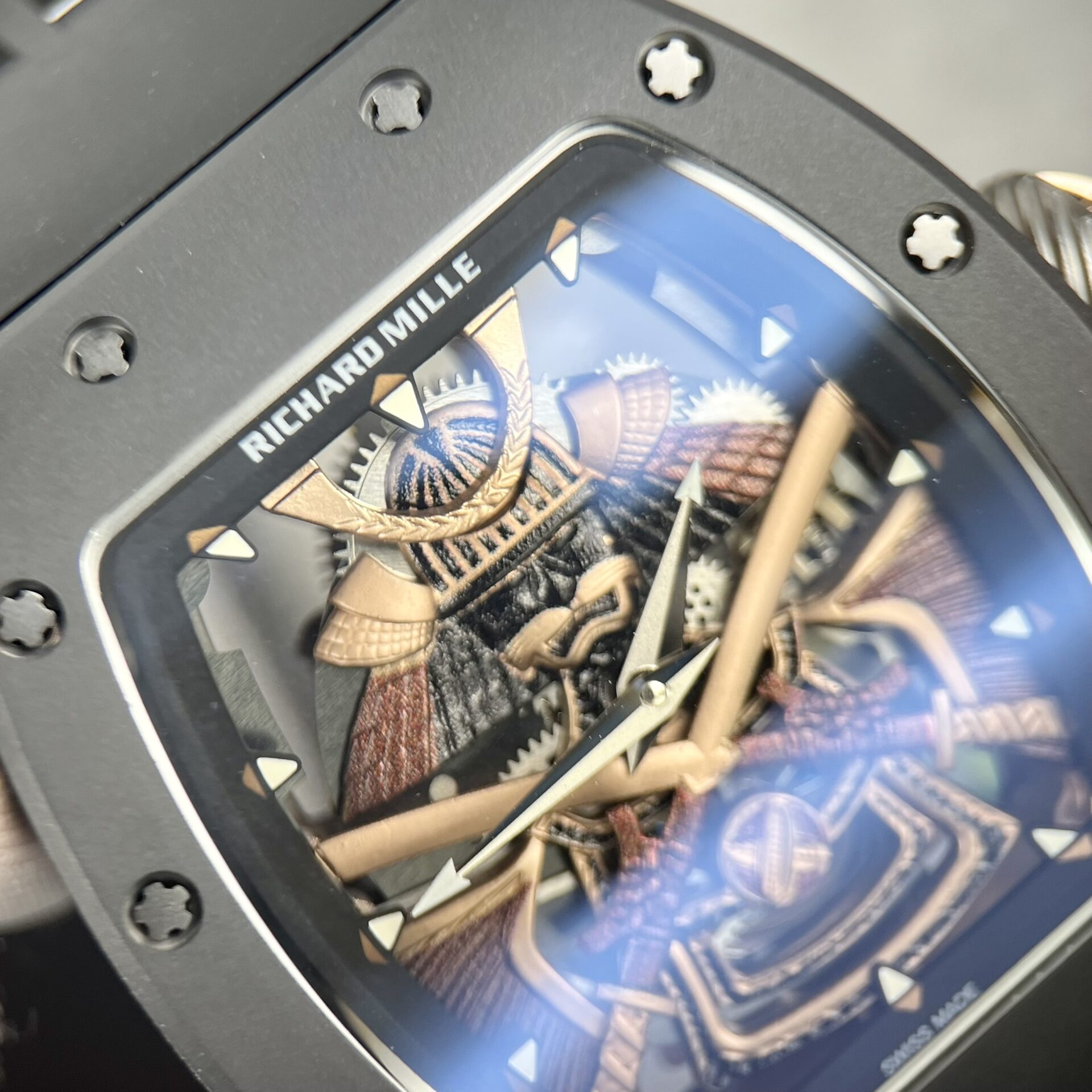 Richard Mille RM47 Best Replica Watch Black Rubber Strap Samurai Dial 42.7mm
