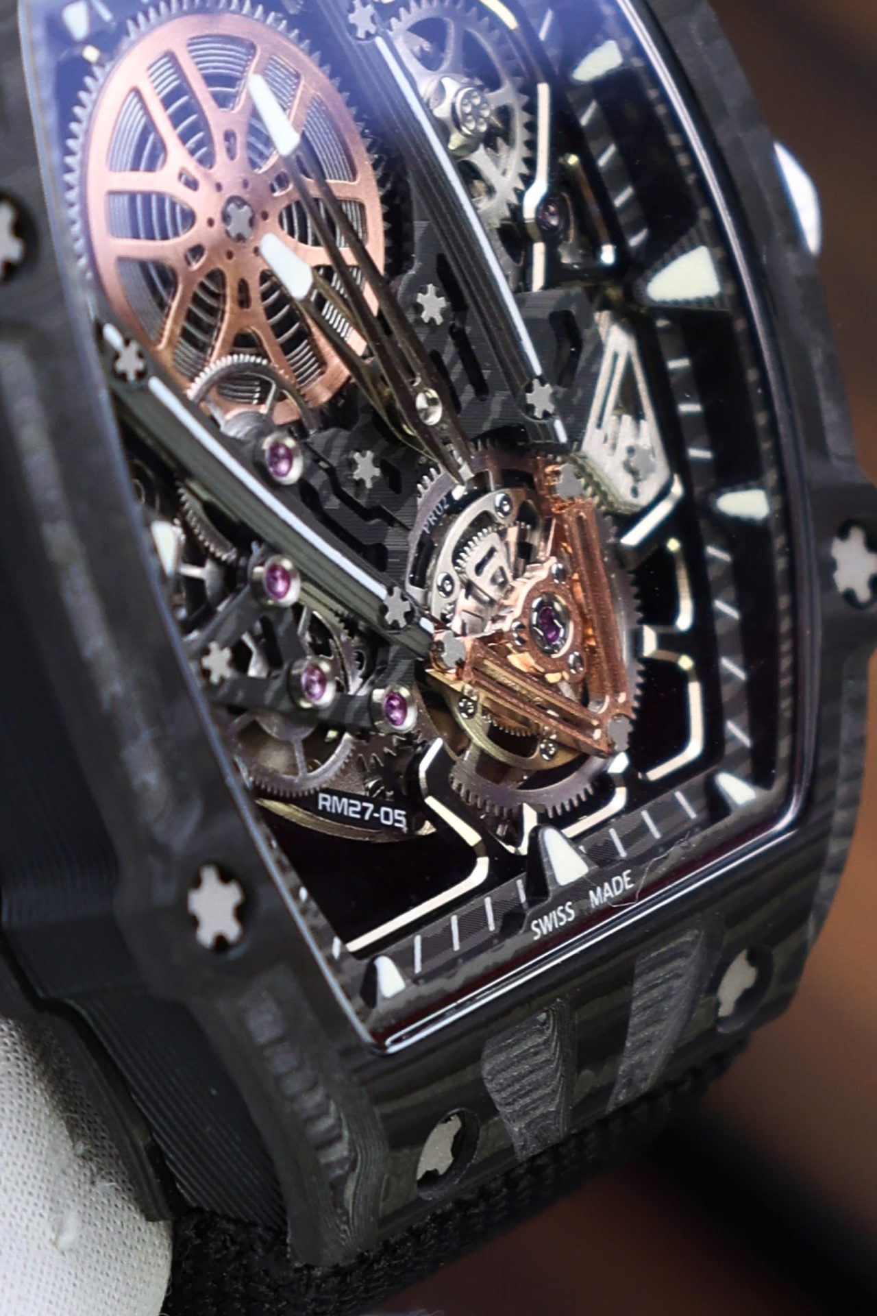 Richard Mille Copies Watches RM27-05 Rafael Nadal Carbon Black 37.25×47.25mm