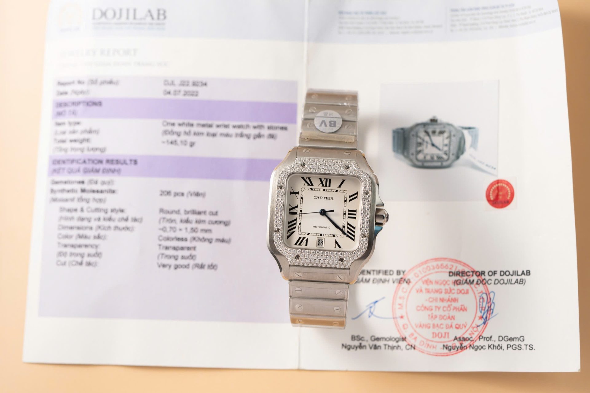 Cartier Replica 11 Watch Santos Moissanite Diamond Bezel White Dial BV Factory 39.8mm