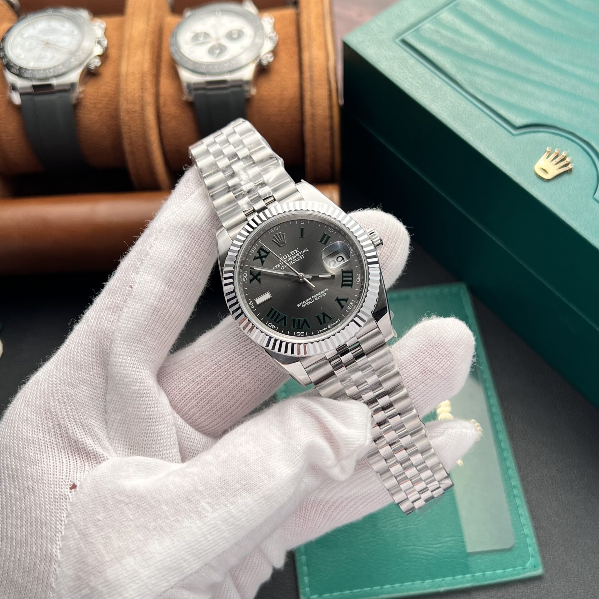 Rolex Datejust 126334 Replica 1:1 Watch Wimbledon Dial Factory Clean 41mm