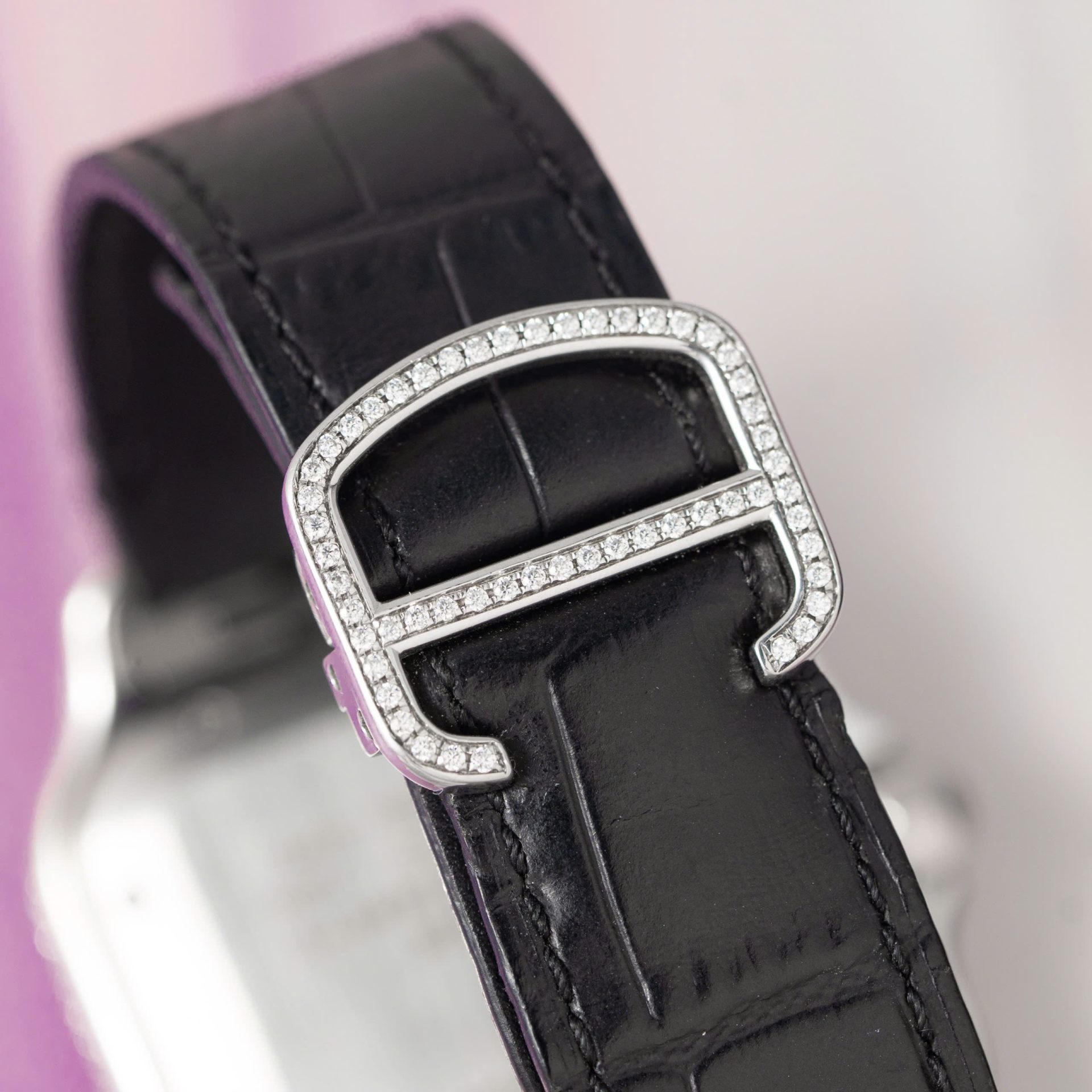 Cartier Santos With Moissanite Diamond Hong Kong Rep 11 Watch Leather Strap 39.8mm