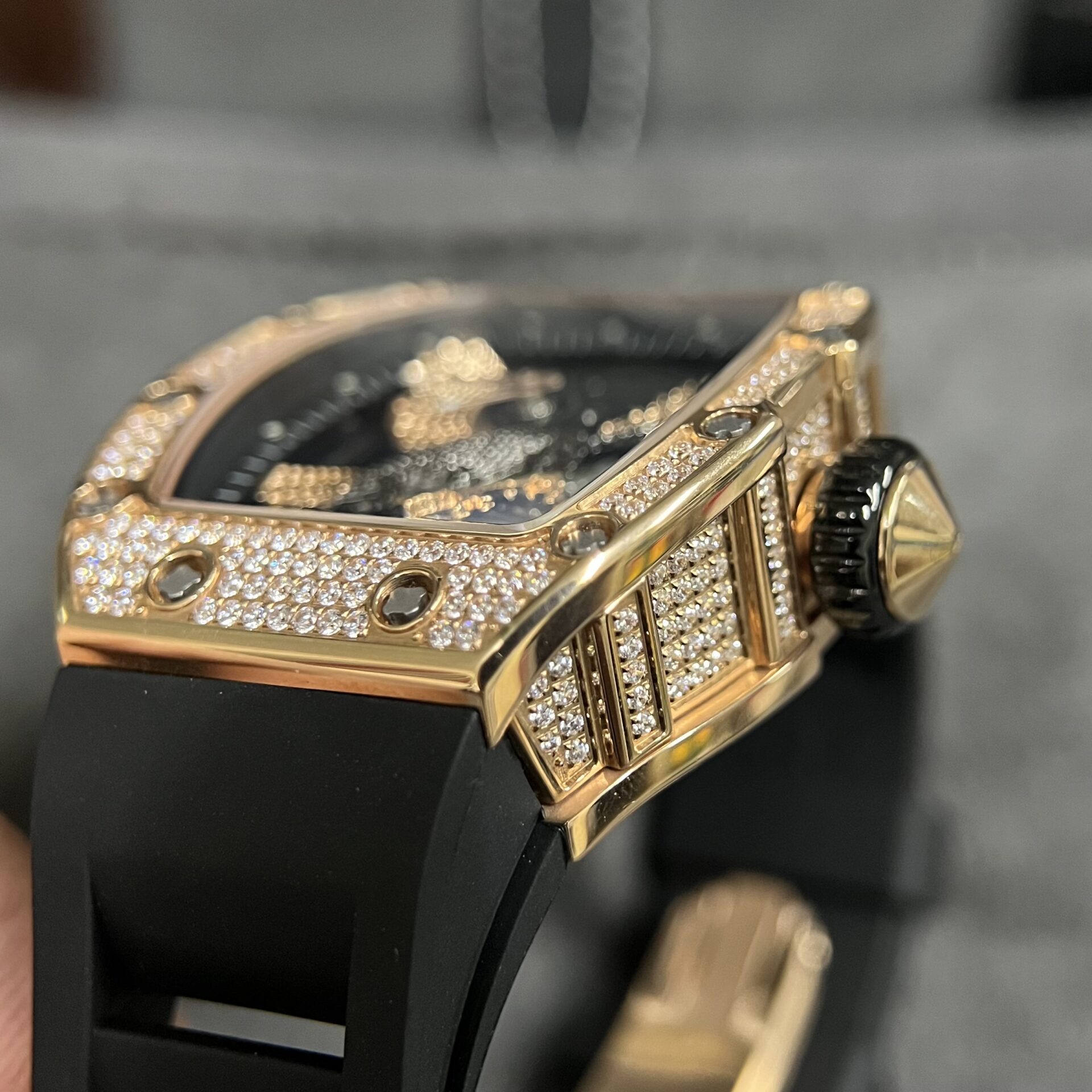 Richard Mille Replica Watch RM57-02 Falcon With Diamonds Bezel Rose Gold Case 42mm