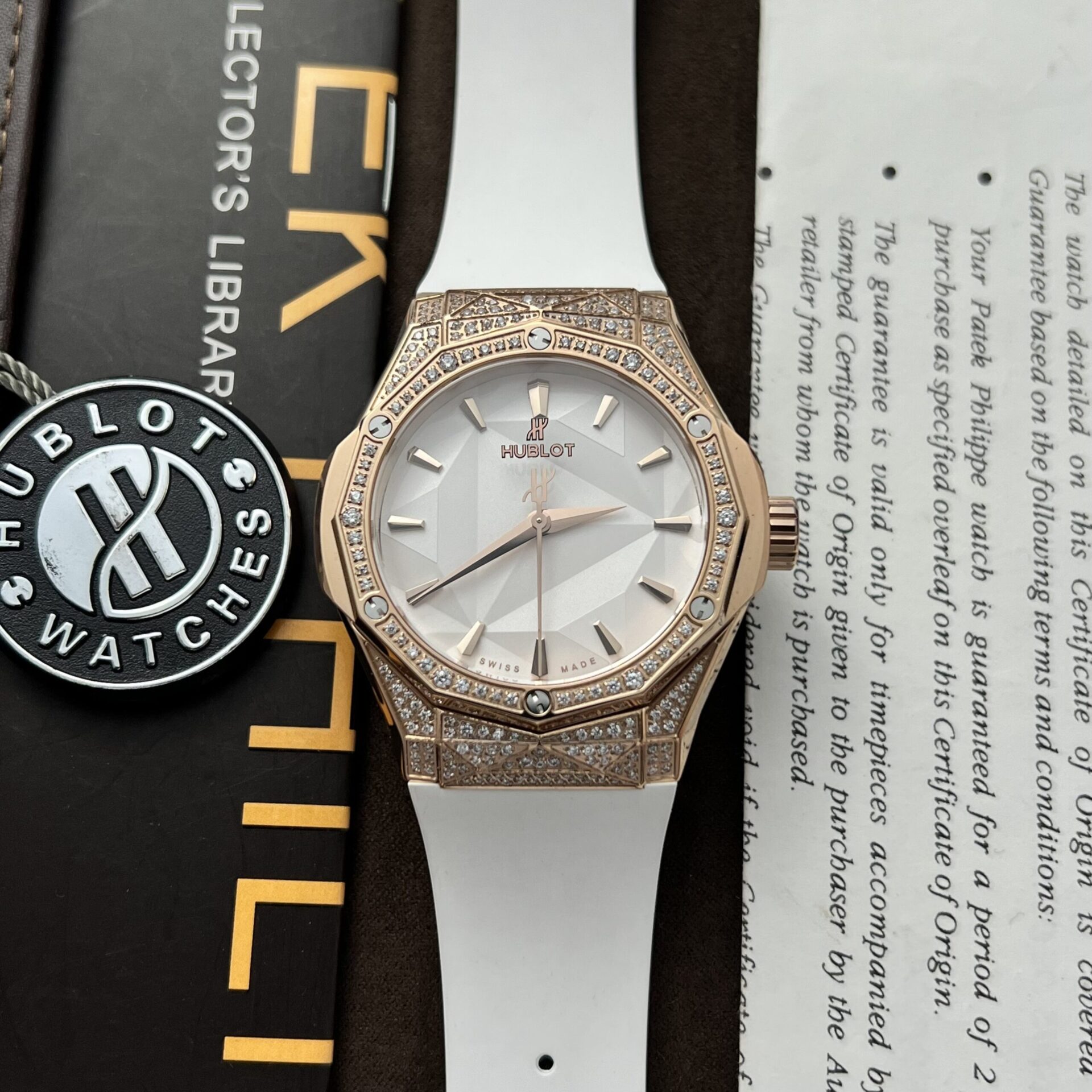 Hublot Replica 1:1 Watch Classic Fusion Orlinski King Gold Full Diamonds White 40mm