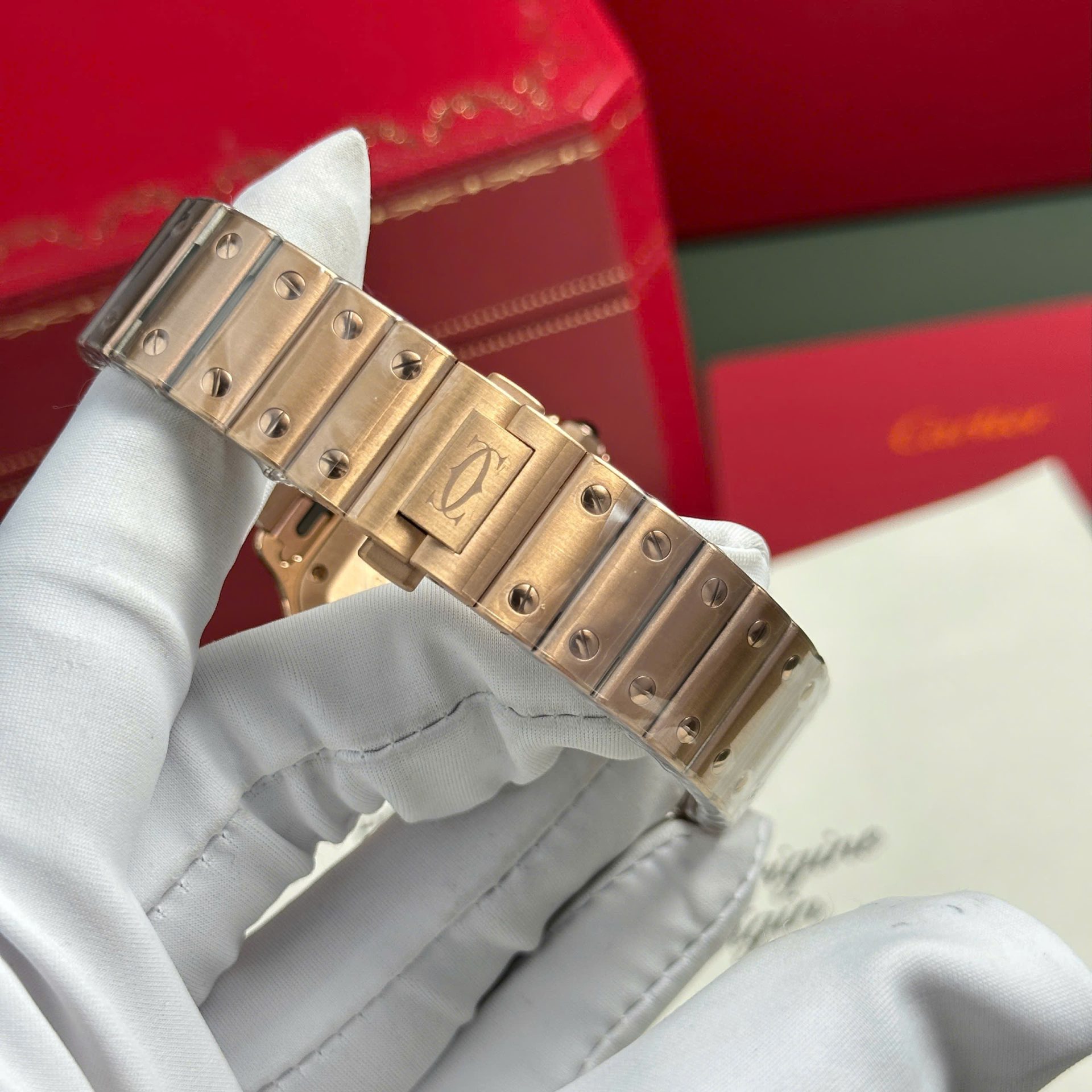 Cartier Santos Rose Gold Replica 11 Watch Dial White BV Factory 35mm