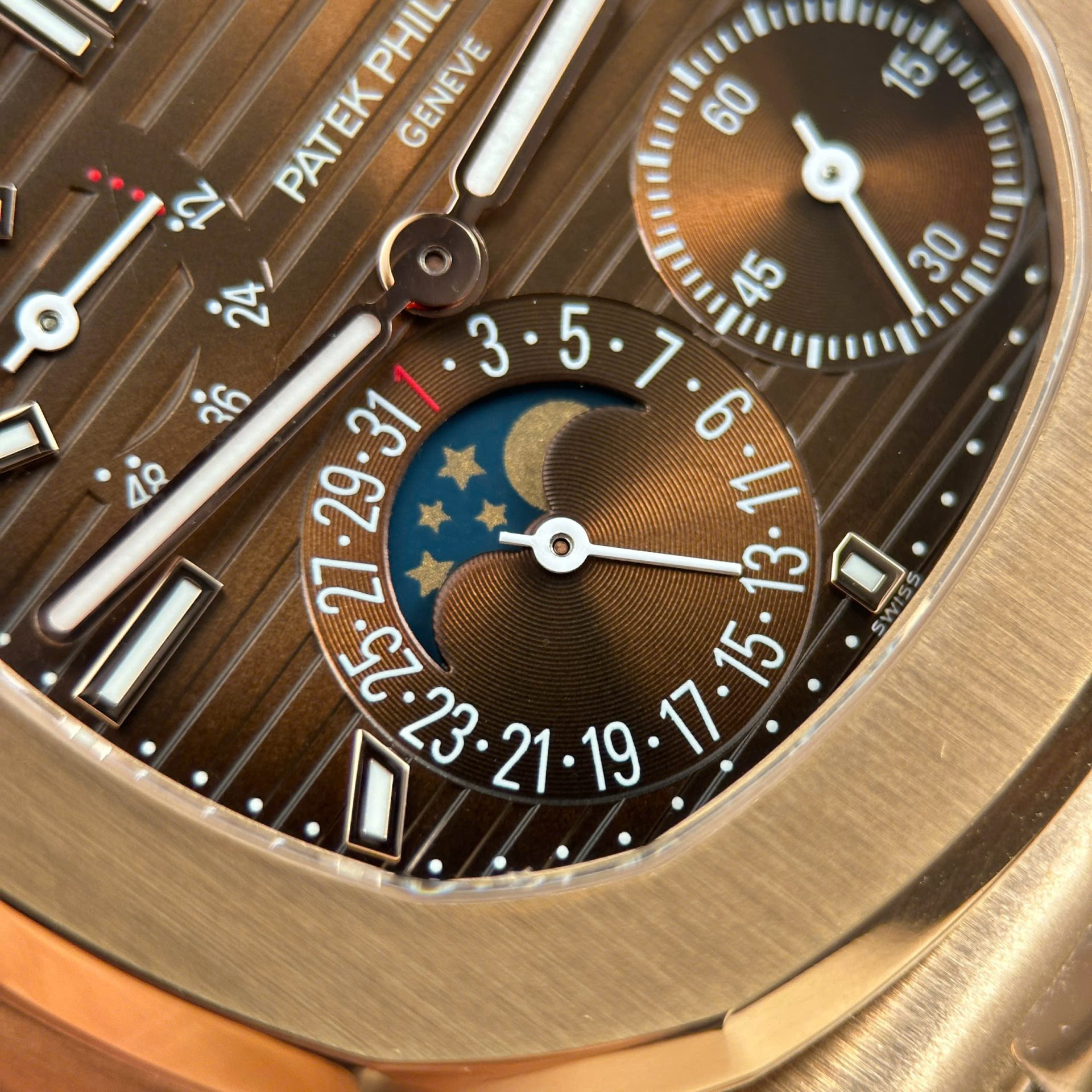 Patek Philippe Nautilus 5712R Knock Off Watches Brown Dial Metal Wire PPF Factory Version 3 40mm