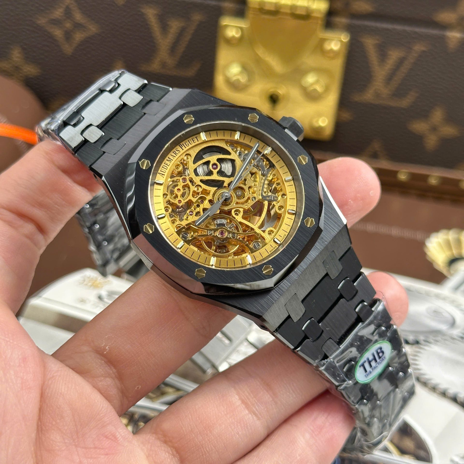 Audemars Piguet Royal Oak 15416 Black Ceramic Best Replica Watches Dial Skeleton THB Factory 41mm