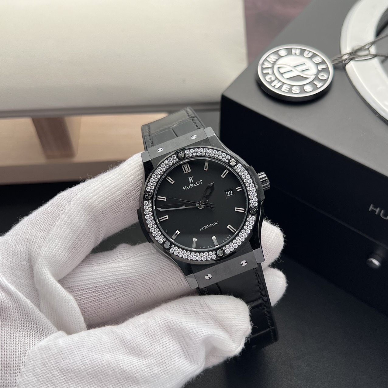 Hublot Classic Fusion Ceramic Diamond Bezel Replica High Quality JJZ 42mm