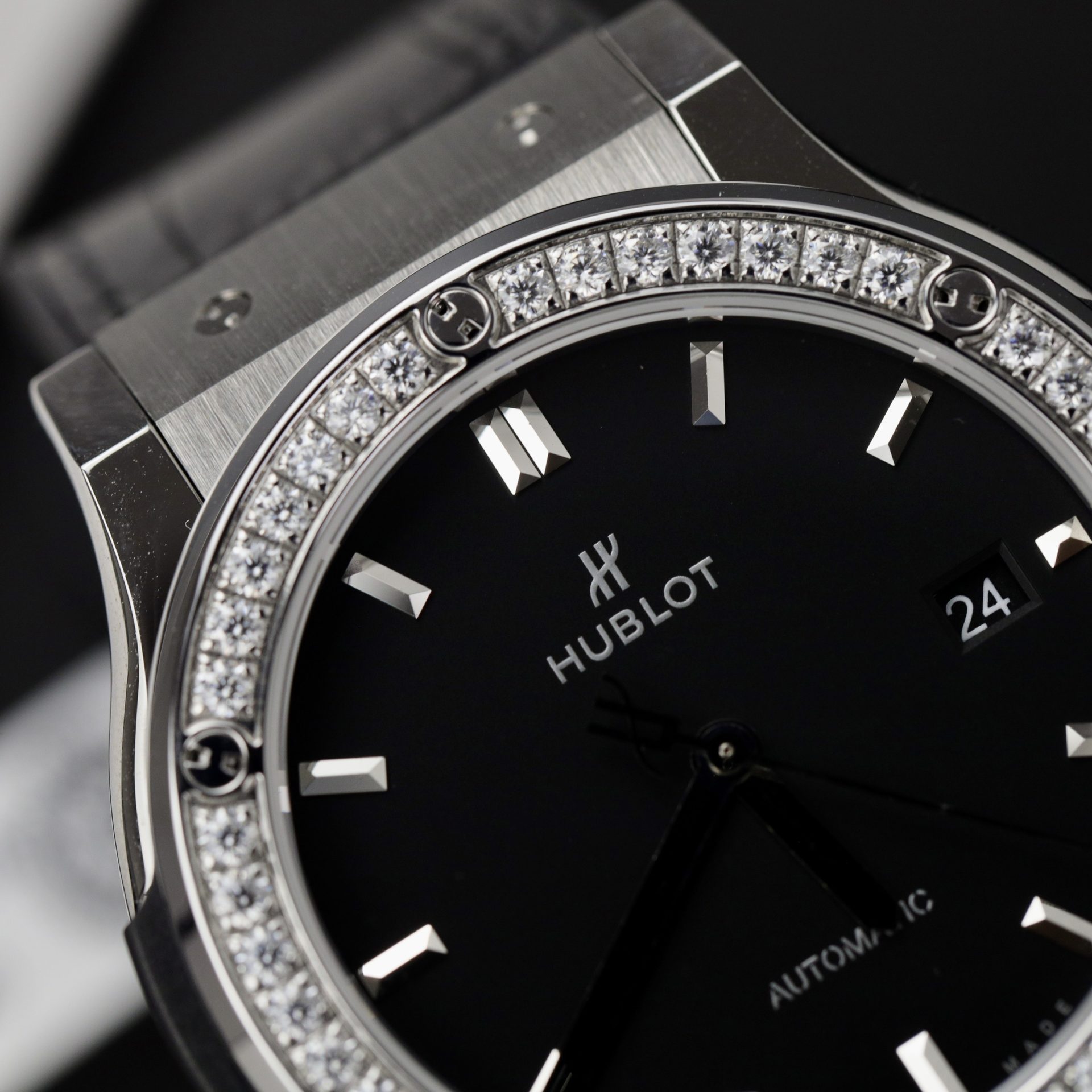 Hublot Replica 11 Watch Classic Fusion Face Black Moissanite Diamond APS Factory 42mm